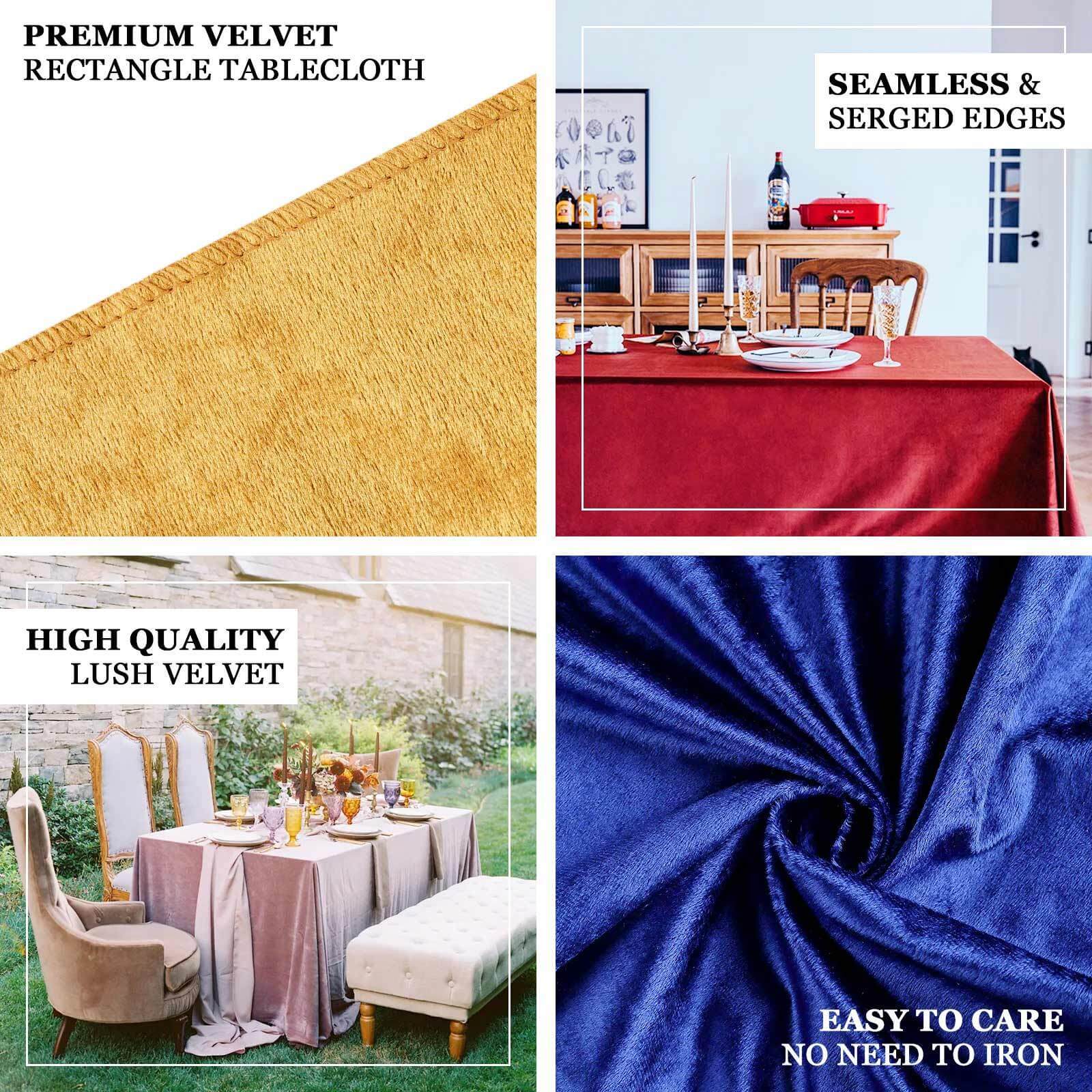 Premium Velvet Rectangle Tablecloth 90"x132" Silver -Soft Textured Feel Reusable Seamless Table Cover - Image 3