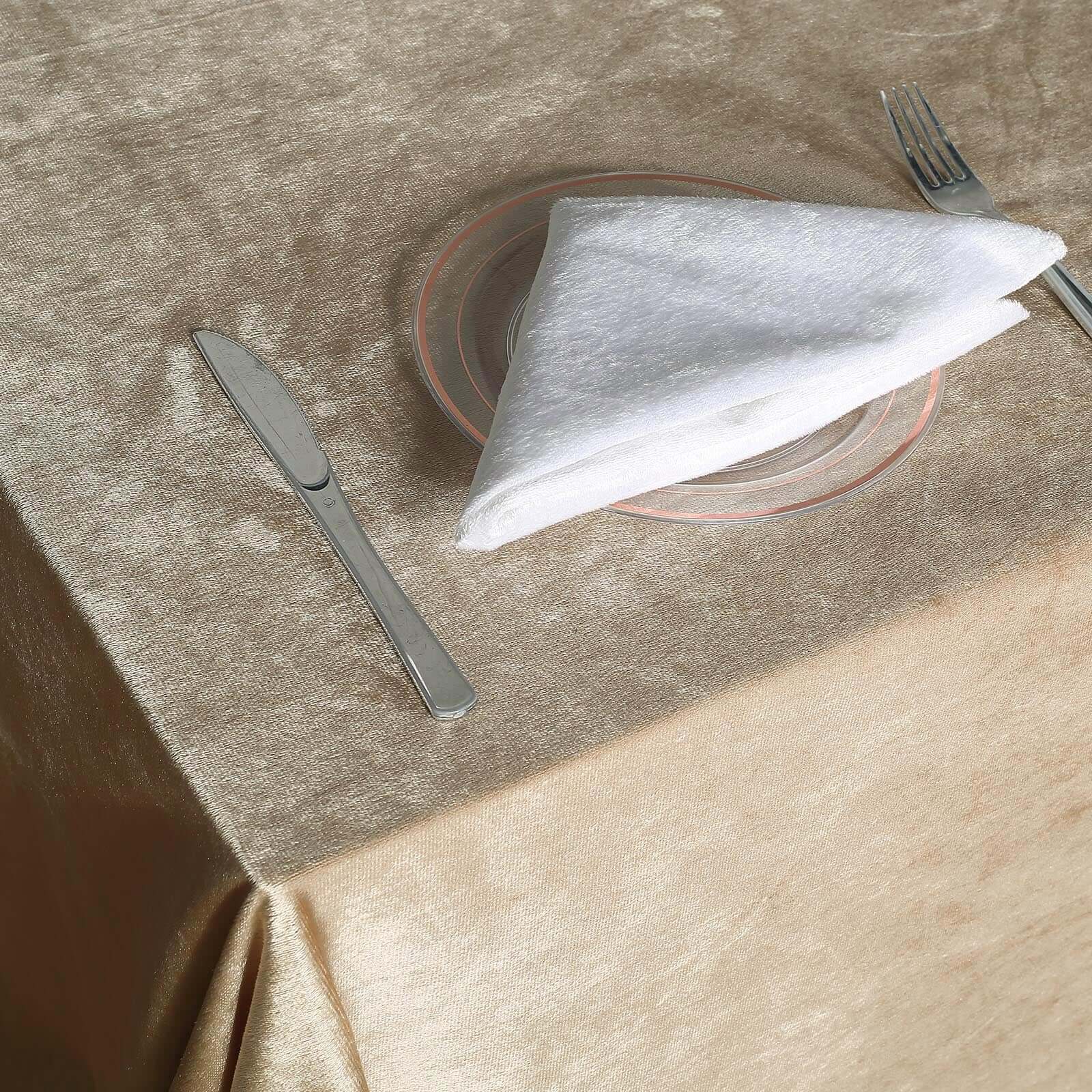 Premium Velvet Rectangle Tablecloth 90"x156" Champagne - Soft Textured Feel Reusable Seamless Table Cover - Image 7