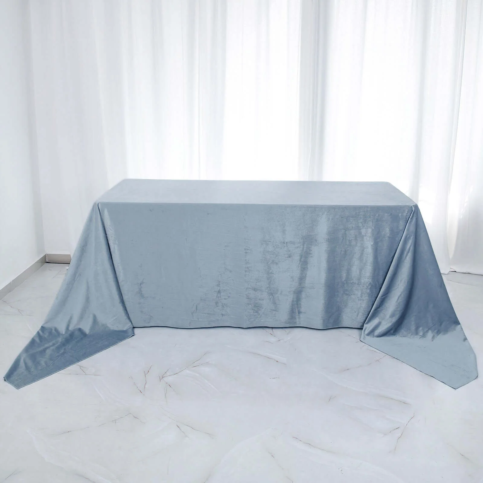Premium Velvet Rectangle Tablecloth 90"x156" Dusty Blue - Soft Textured Feel Reusable Seamless Table Cover