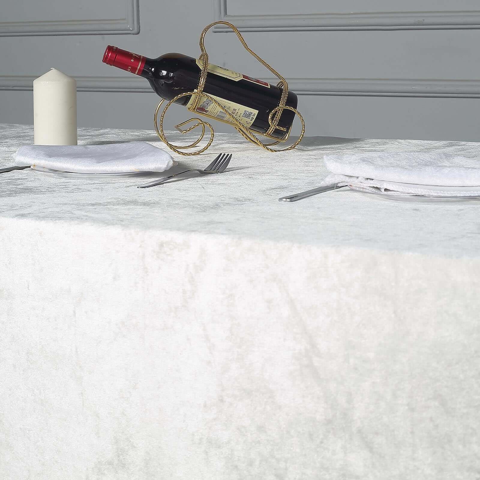 Premium Velvet Rectangle Tablecloth 90"x156" Ivory - Soft Textured Feel Reusable Seamless Table Cover - Image 5