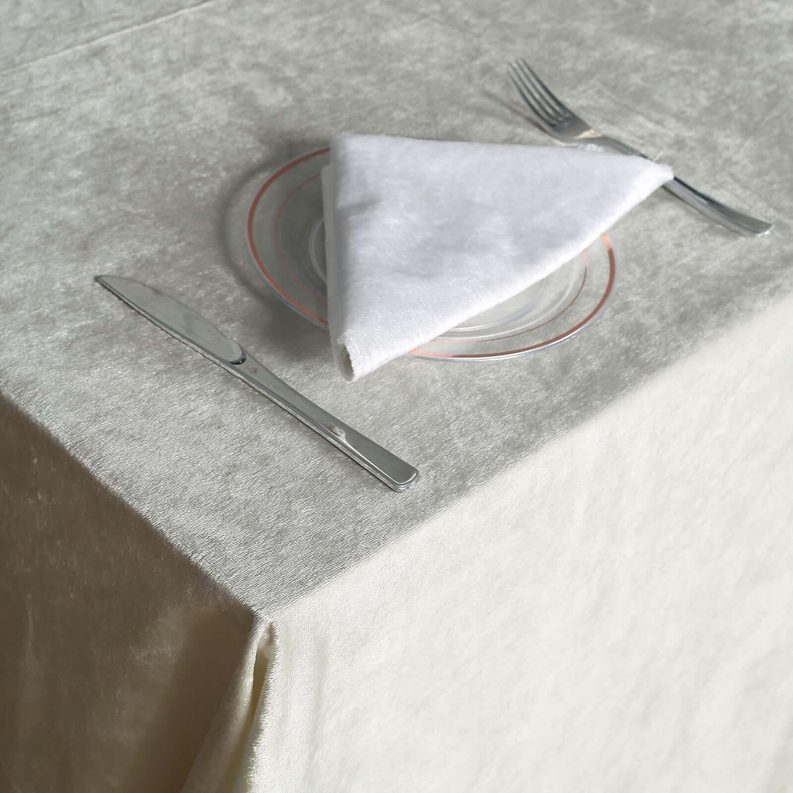 Premium Velvet Rectangle Tablecloth 90"x156" Ivory - Soft Textured Feel Reusable Seamless Table Cover - Image 7