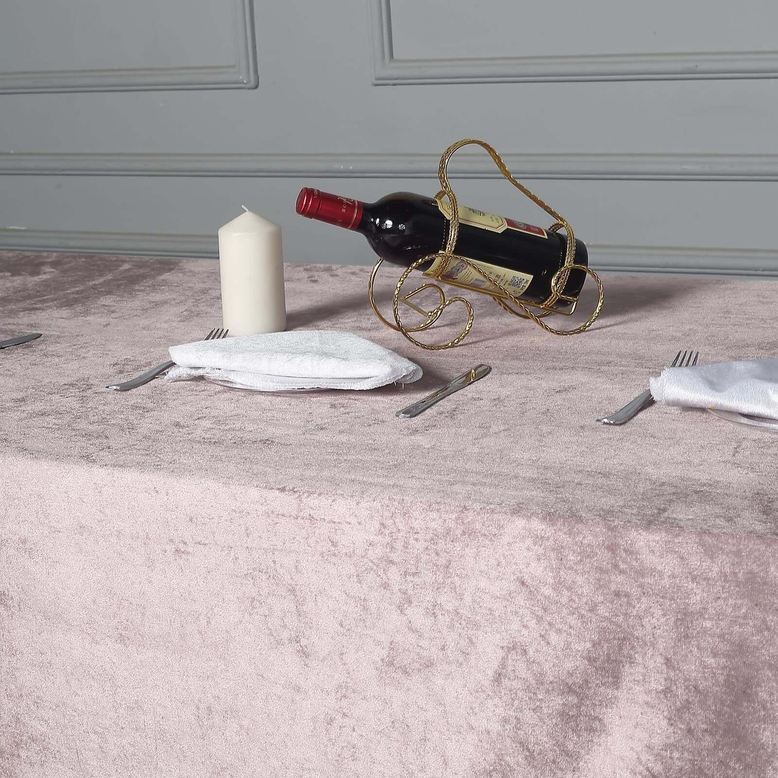 Premium Velvet Rectangle Tablecloth 90"x156" Mauve - Soft Textured Feel Reusable Seamless Table Cover - Image 7