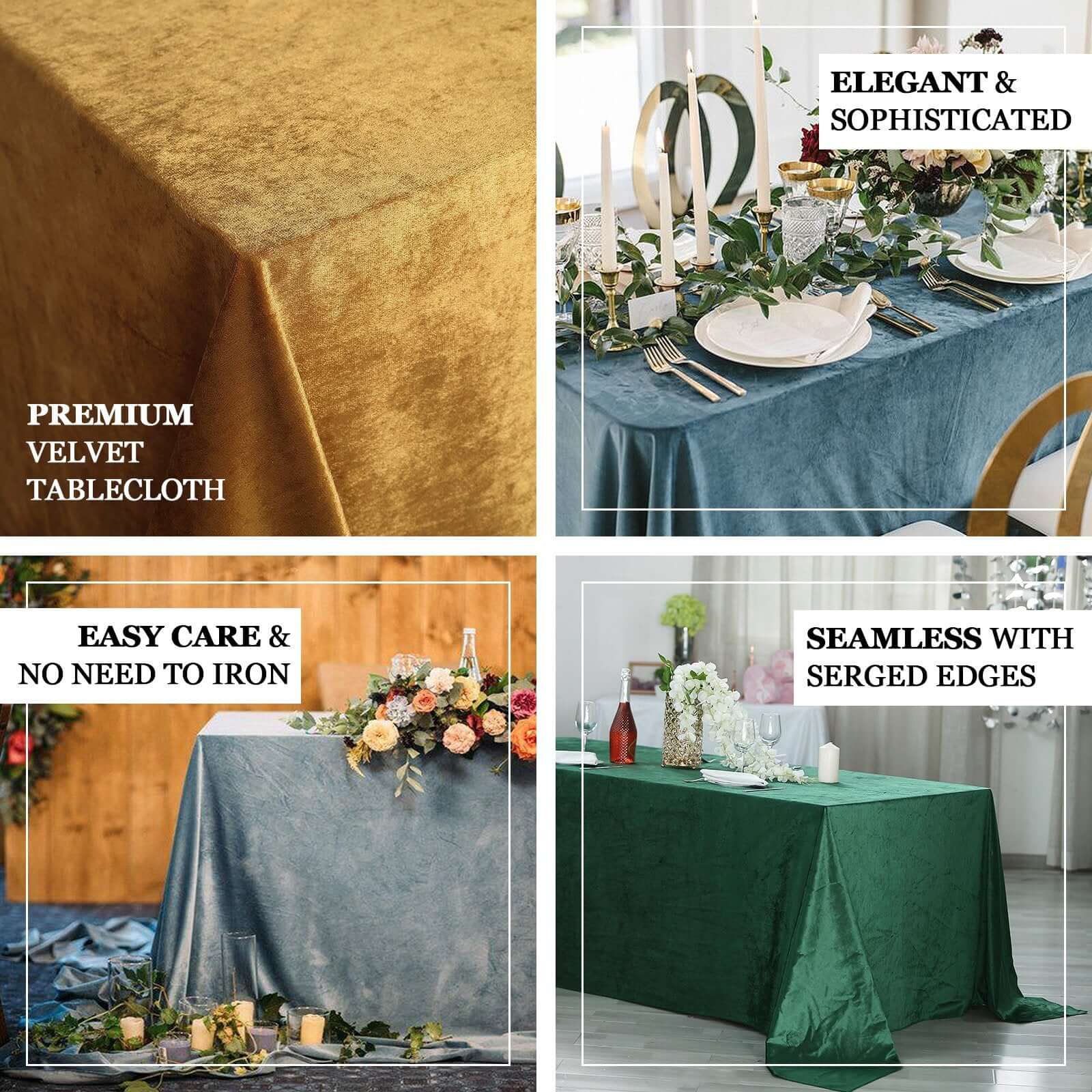 Premium Velvet Rectangle Tablecloth 90"x156" Peacock Teal - Soft Textured Feel Reusable Seamless Table Cover - Image 3