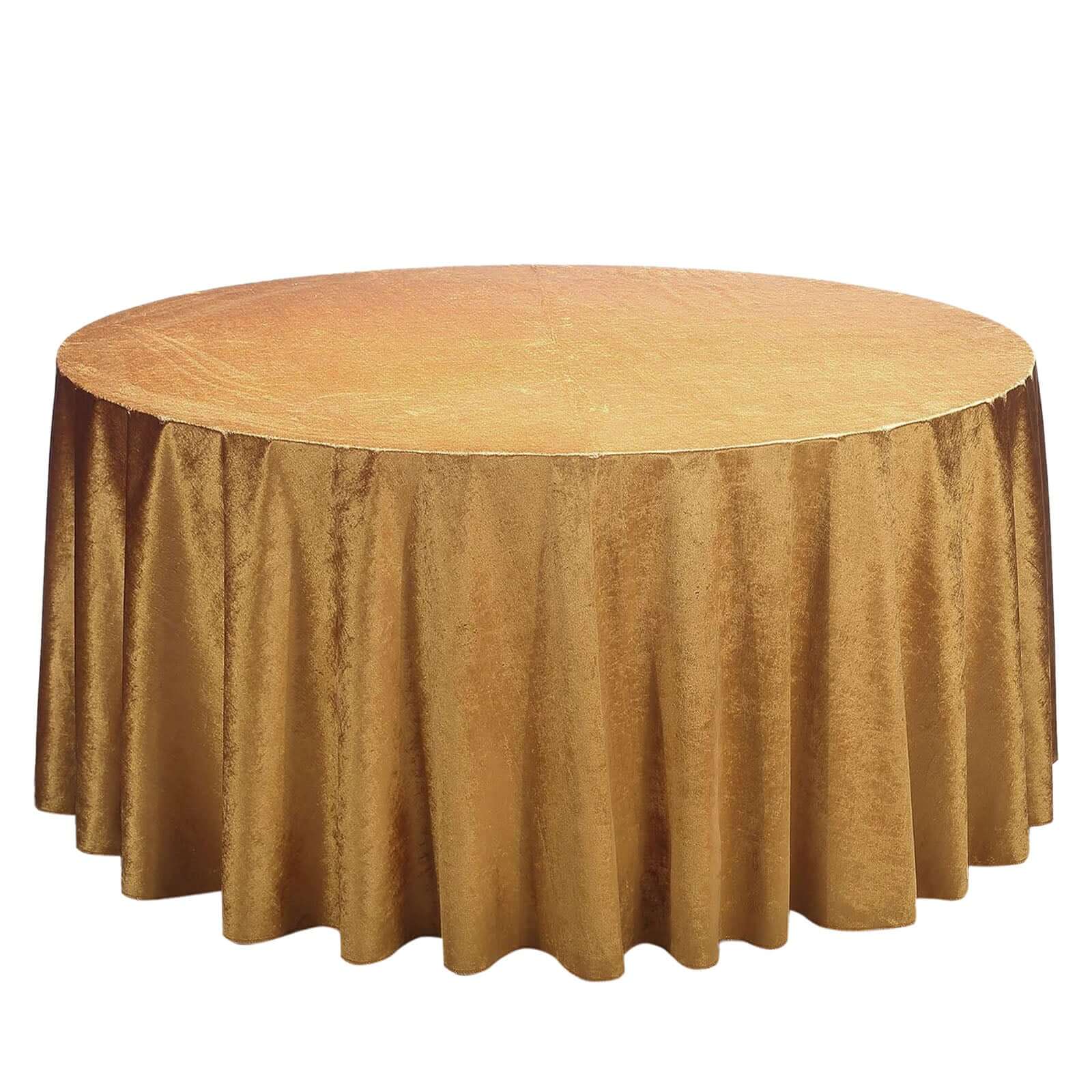 Premium Velvet Round Tablecloth 120" Gold - Seamless Soft & Upscale Reusable Table Cover - Image 6