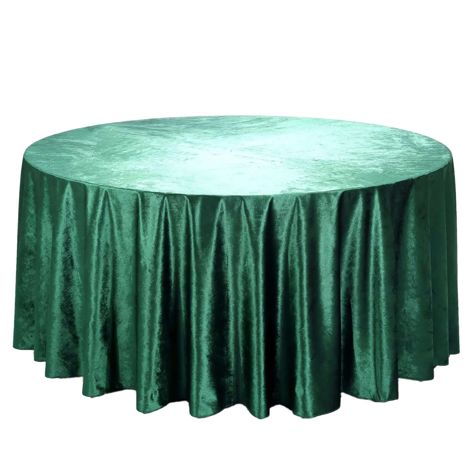 Premium Velvet Round Tablecloth 120" Hunter Emerald Green - Seamless Soft & Reusable Table Cover - Image 5