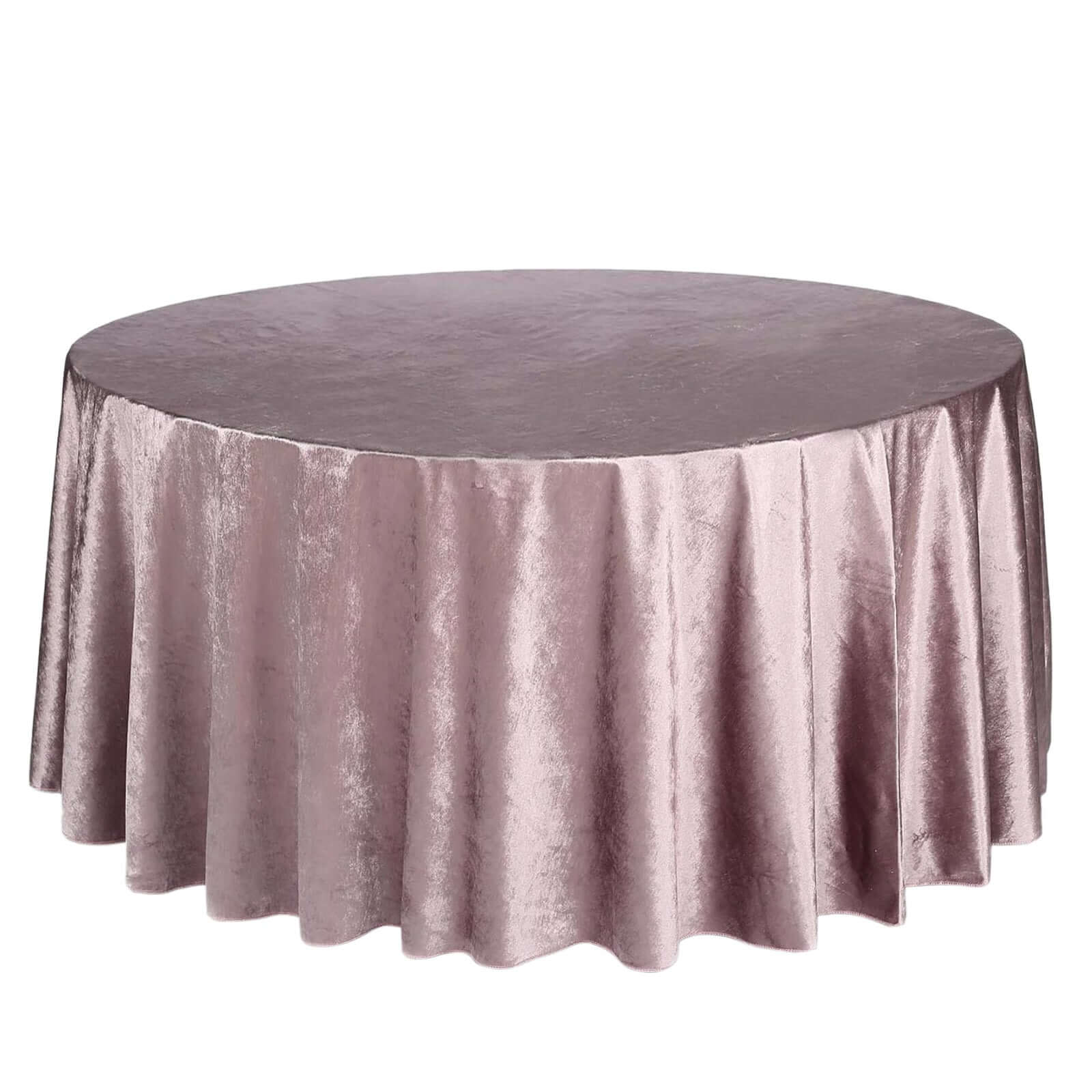 Premium Velvet Round Tablecloth 120" Mauve Cinnamon Rose - Seamless Soft & Reusable Table Cover - Image 6
