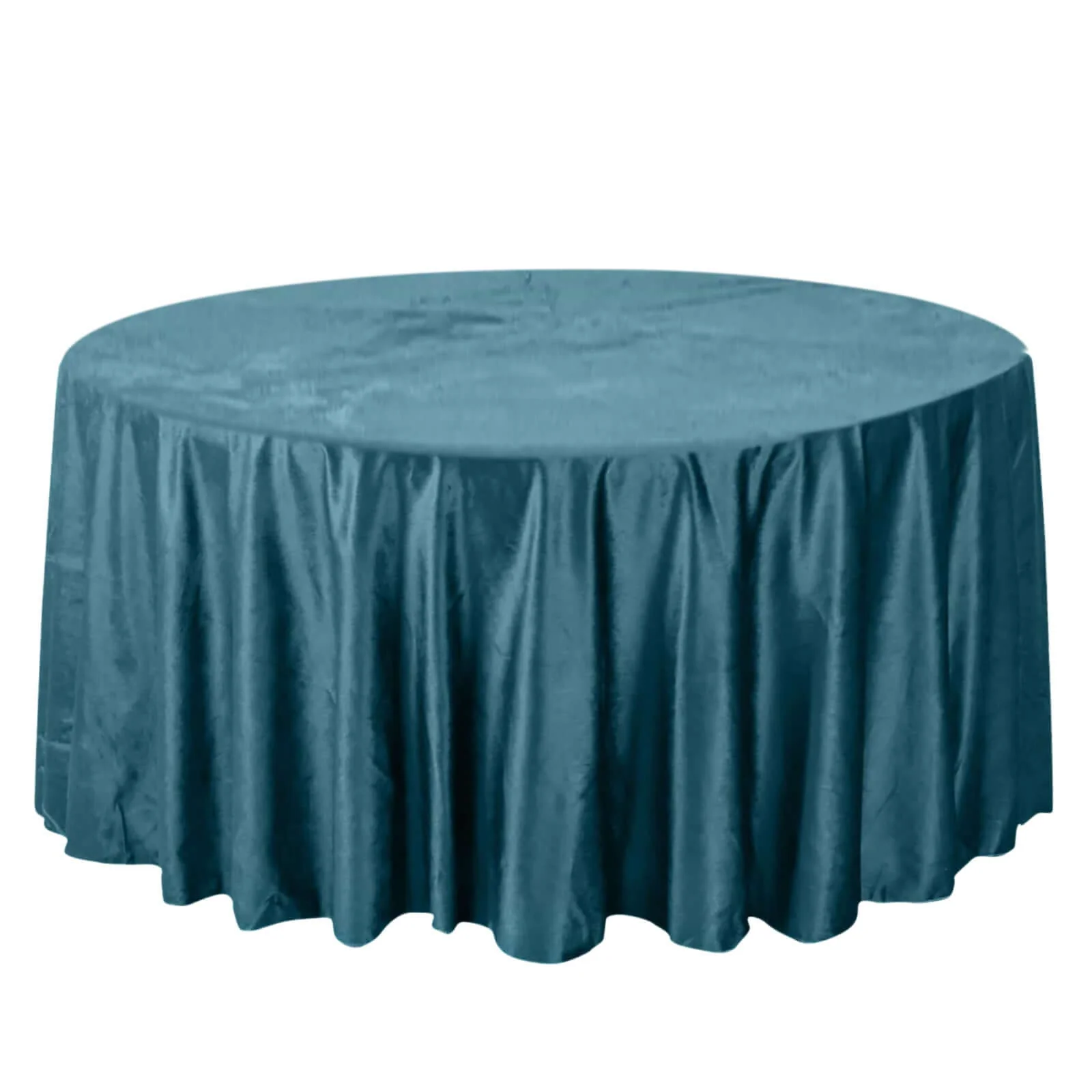 Premium Velvet Round Tablecloth 120" Peacock Teal - Seamless Soft & Reusable Table Cover - Image 6