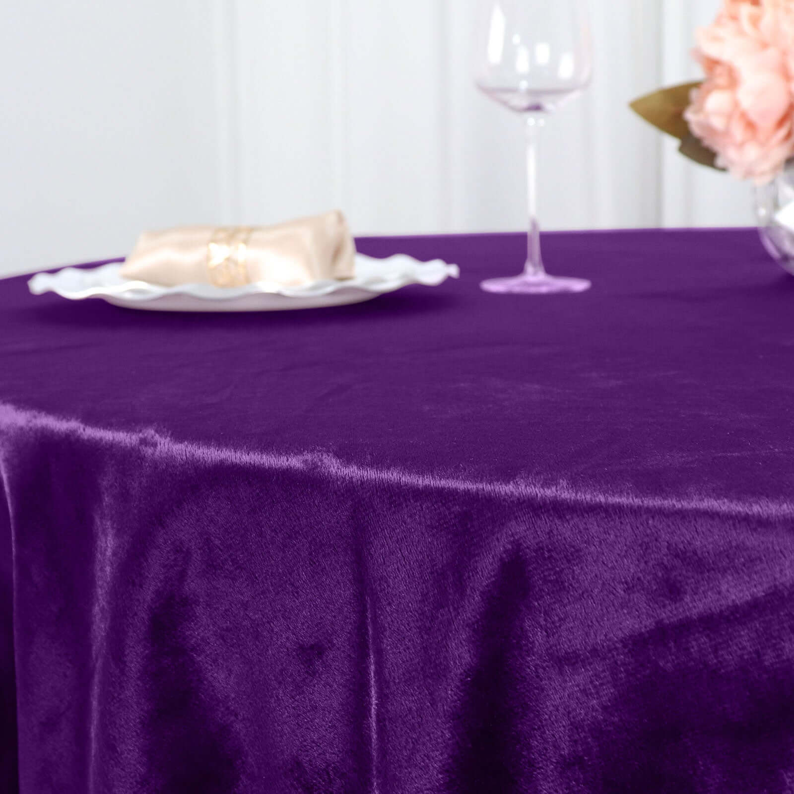 Premium Velvet Round Tablecloth 120" Purple - Seamless Soft & Reusable Table Cover - Image 7