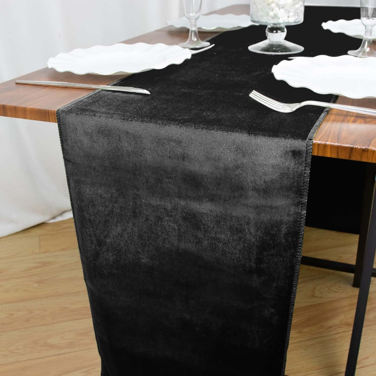 Premium Velvet Table Runner 12"x108" Black - Sheen Finish & Reusable Table Linen for Events - Image 3