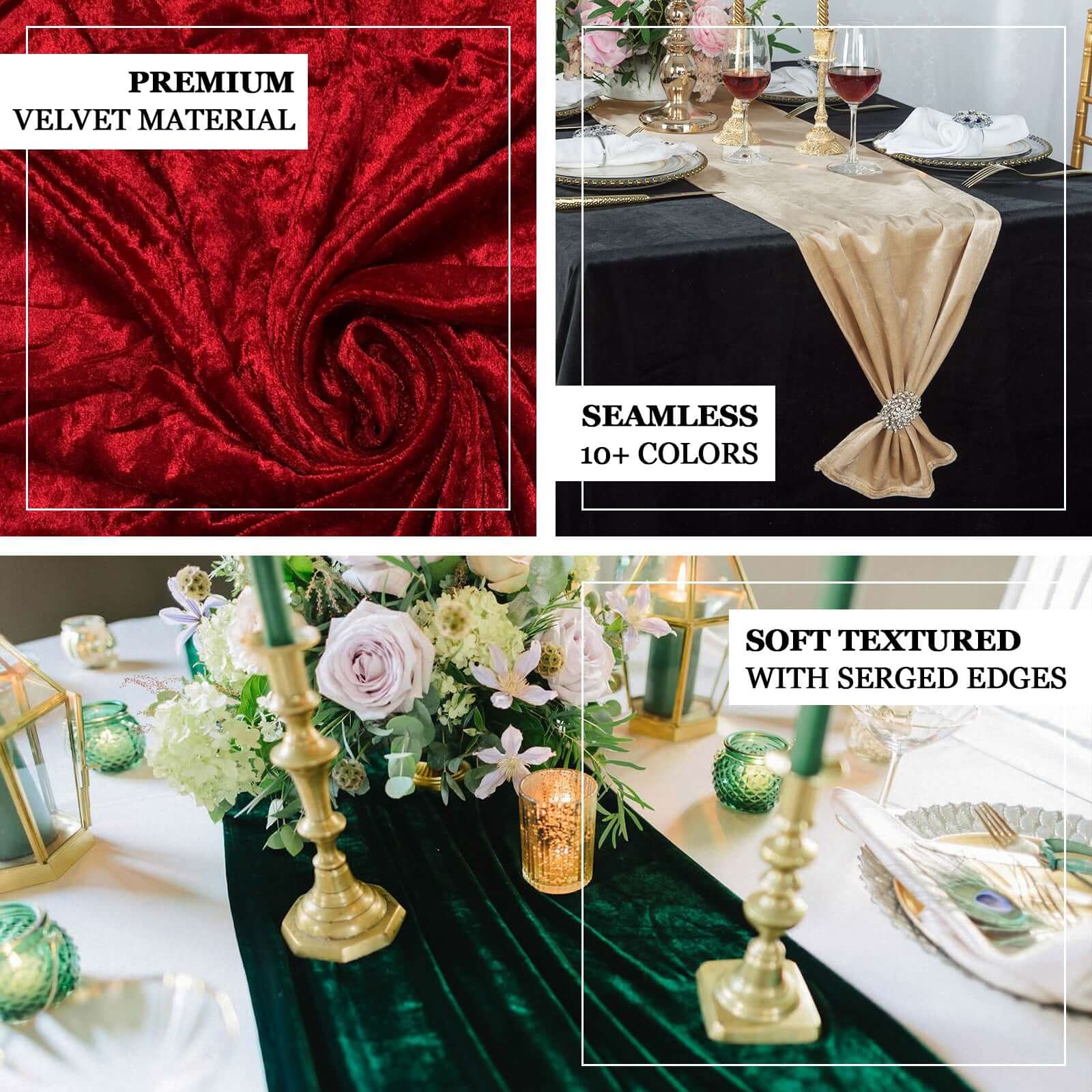 Premium Velvet Table Runner 12"x108" Navy Blue - Sheen Finish Reusable Linen - Image 4