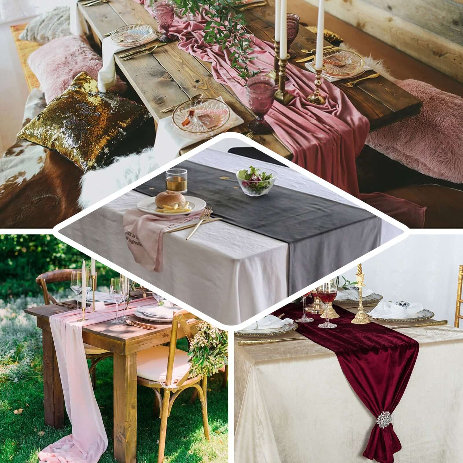 Premium Velvet Table Runner 12"x108" Navy Blue - Sheen Finish Reusable Linen - Image 5