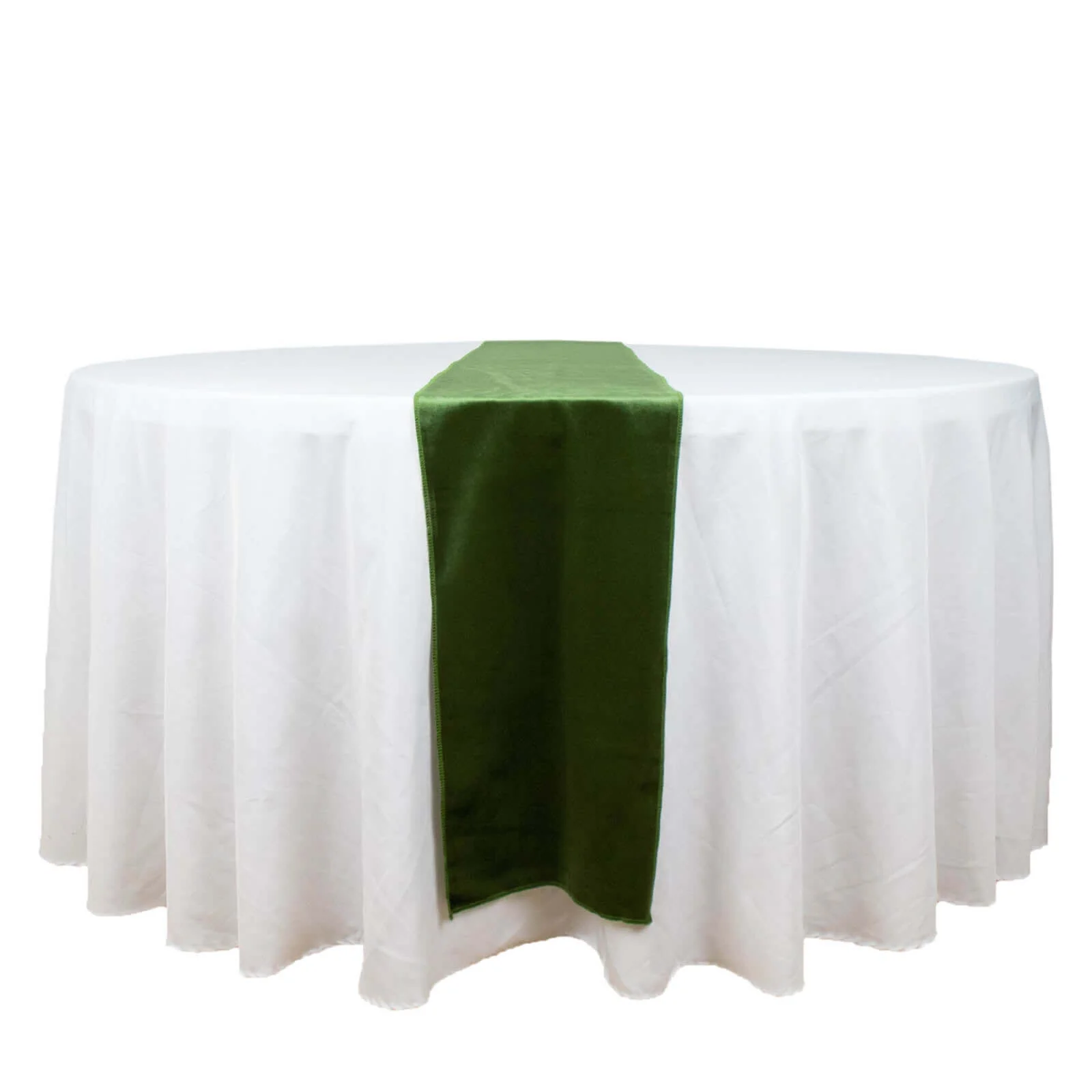 Premium Velvet Table Runner 12"x108" Olive Green - Sheen Finish Reusable Linen - Image 6