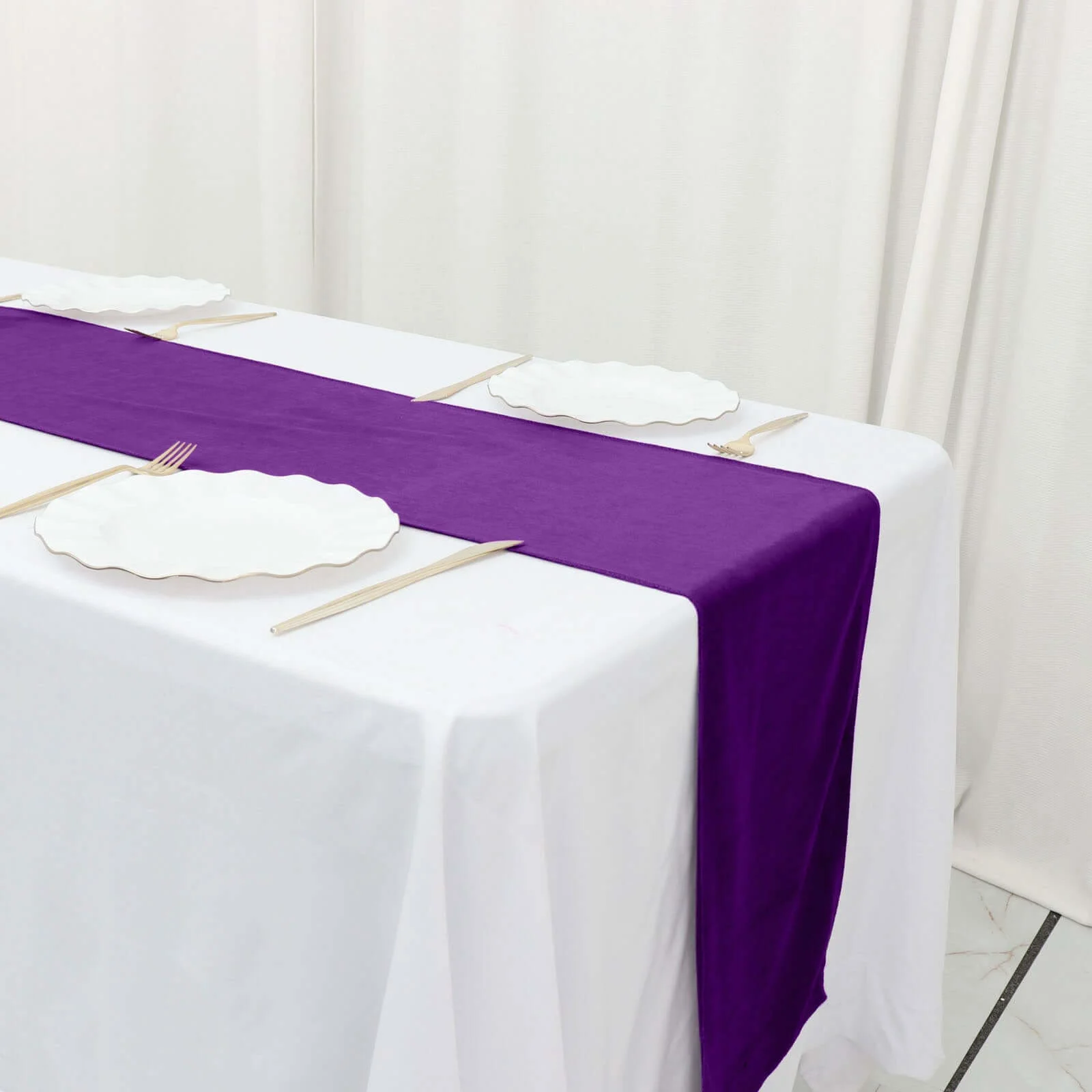 Premium Velvet Table Runner 12"x108" Purple - Sheen Finish Reusable Linen - Image 11