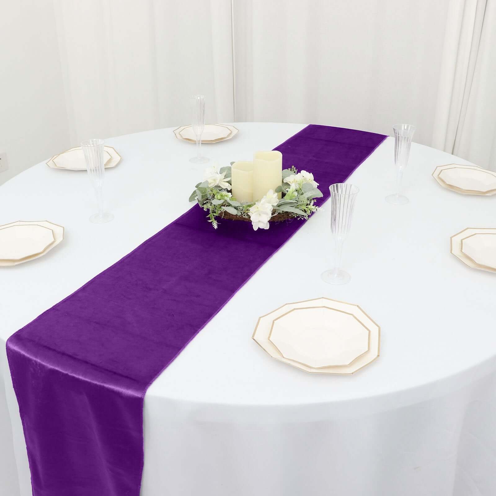 Premium Velvet Table Runner 12"x108" Purple - Sheen Finish Reusable Linen - Image 12