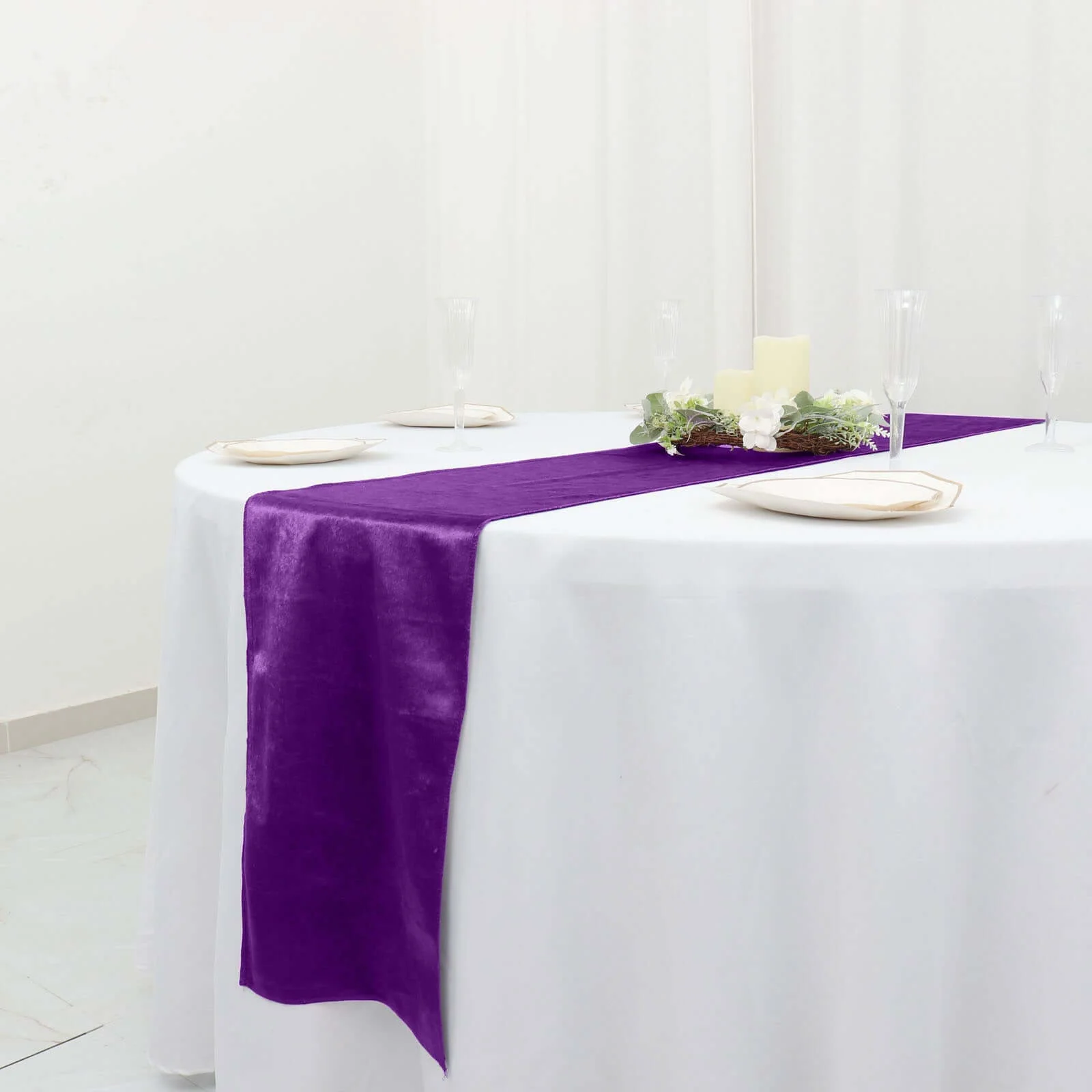Premium Velvet Table Runner 12"x108" Purple - Sheen Finish Reusable Linen - Image 13