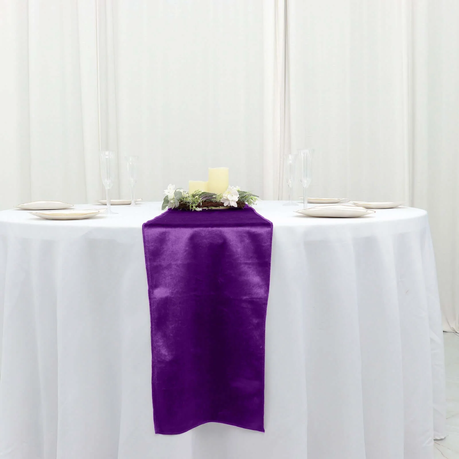 Premium Velvet Table Runner 12"x108" Purple - Sheen Finish Reusable Linen - Image 15