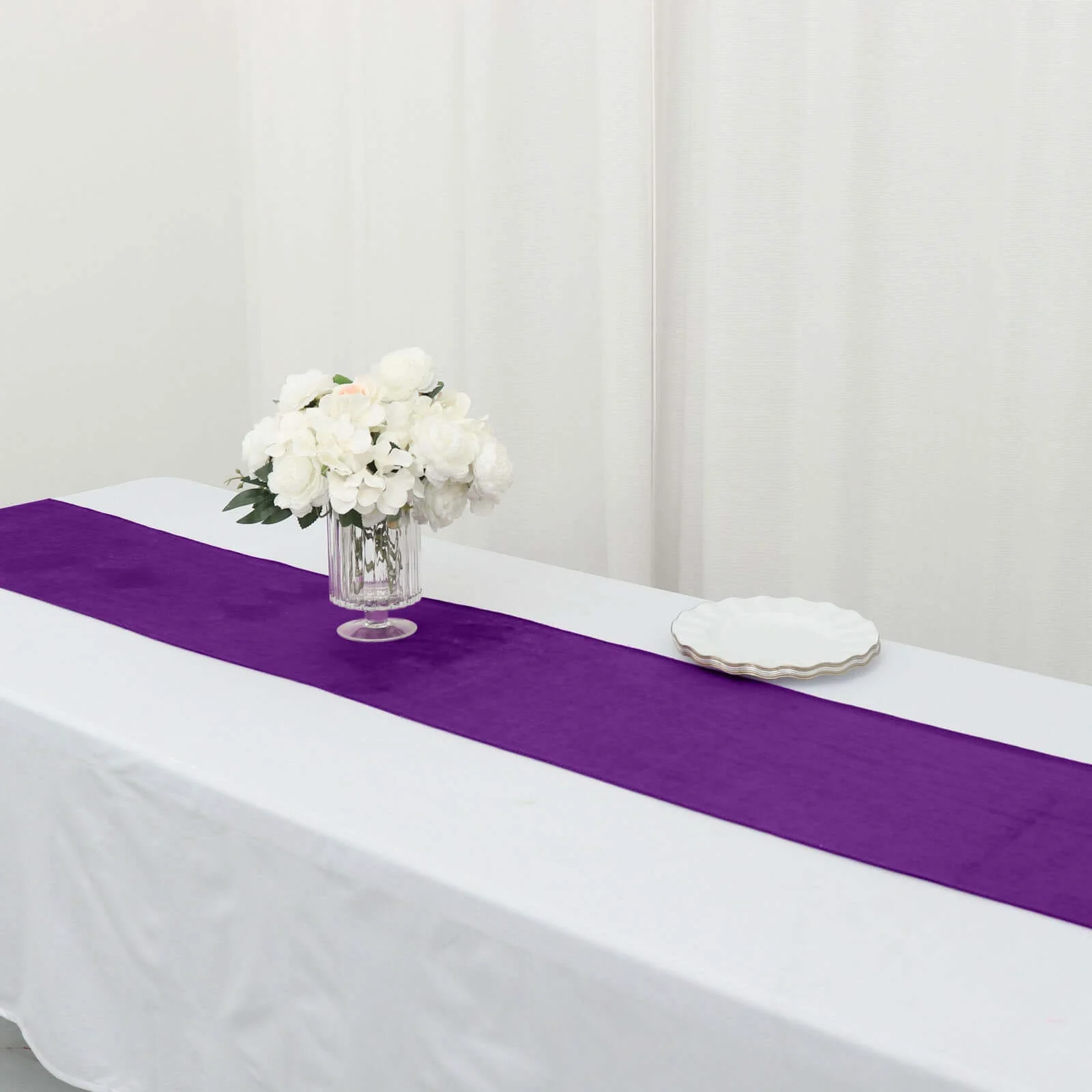 Premium Velvet Table Runner 12"x108" Purple - Sheen Finish Reusable Linen - Image 2