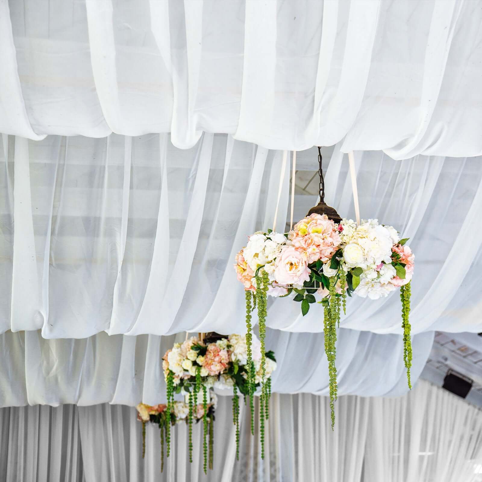 White Chiffon Ceiling Drapery, Durable Flame Resistant Long Curtain Backdrop Panel With Rod Pocket 5ftx32ft - Image 6