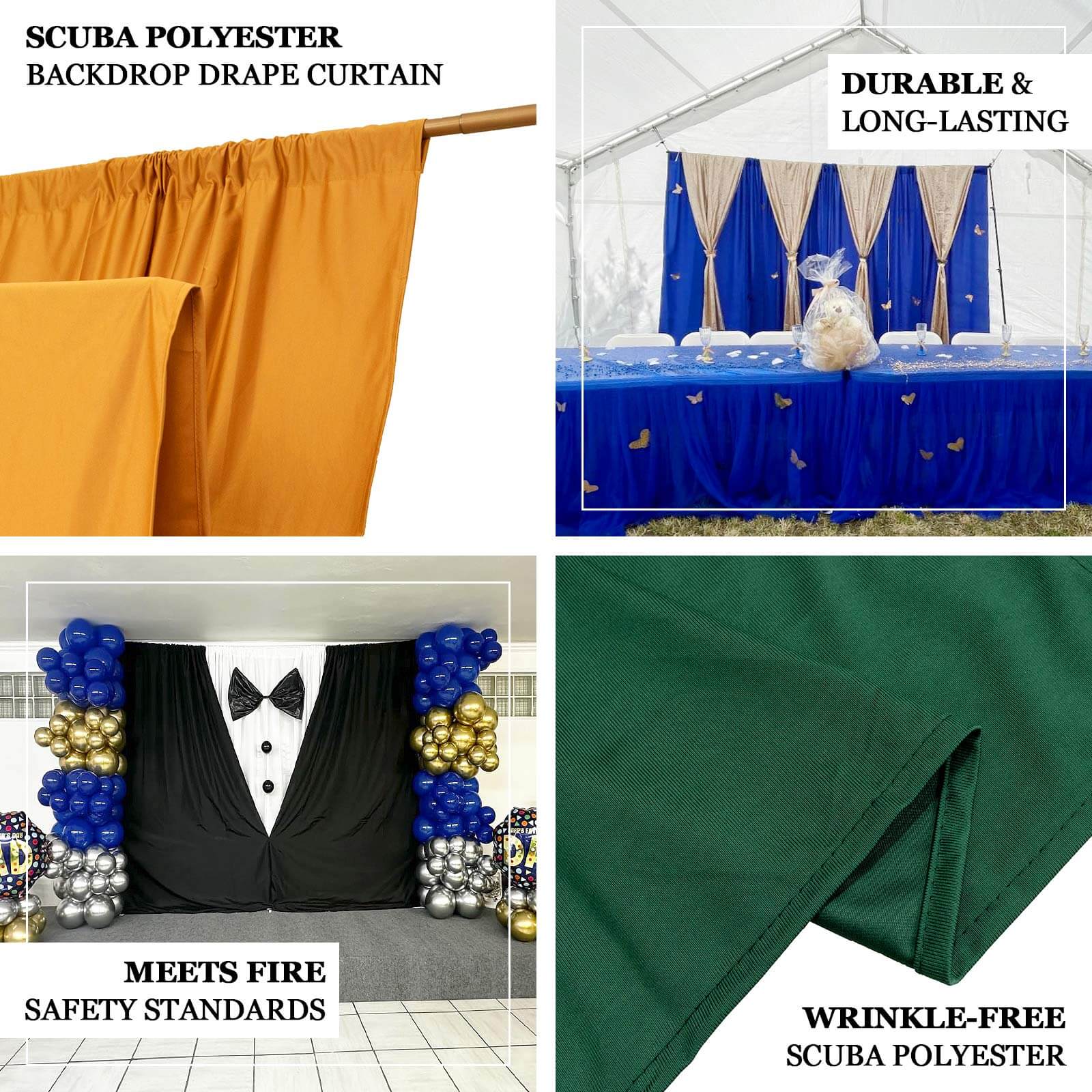 Purple Scuba Polyester Backdrop Drape Curtain, Durable Flame Resistant Event Divider Panel Wrinkle Free With Rod Pockets - 5ftx14ft - Image 4