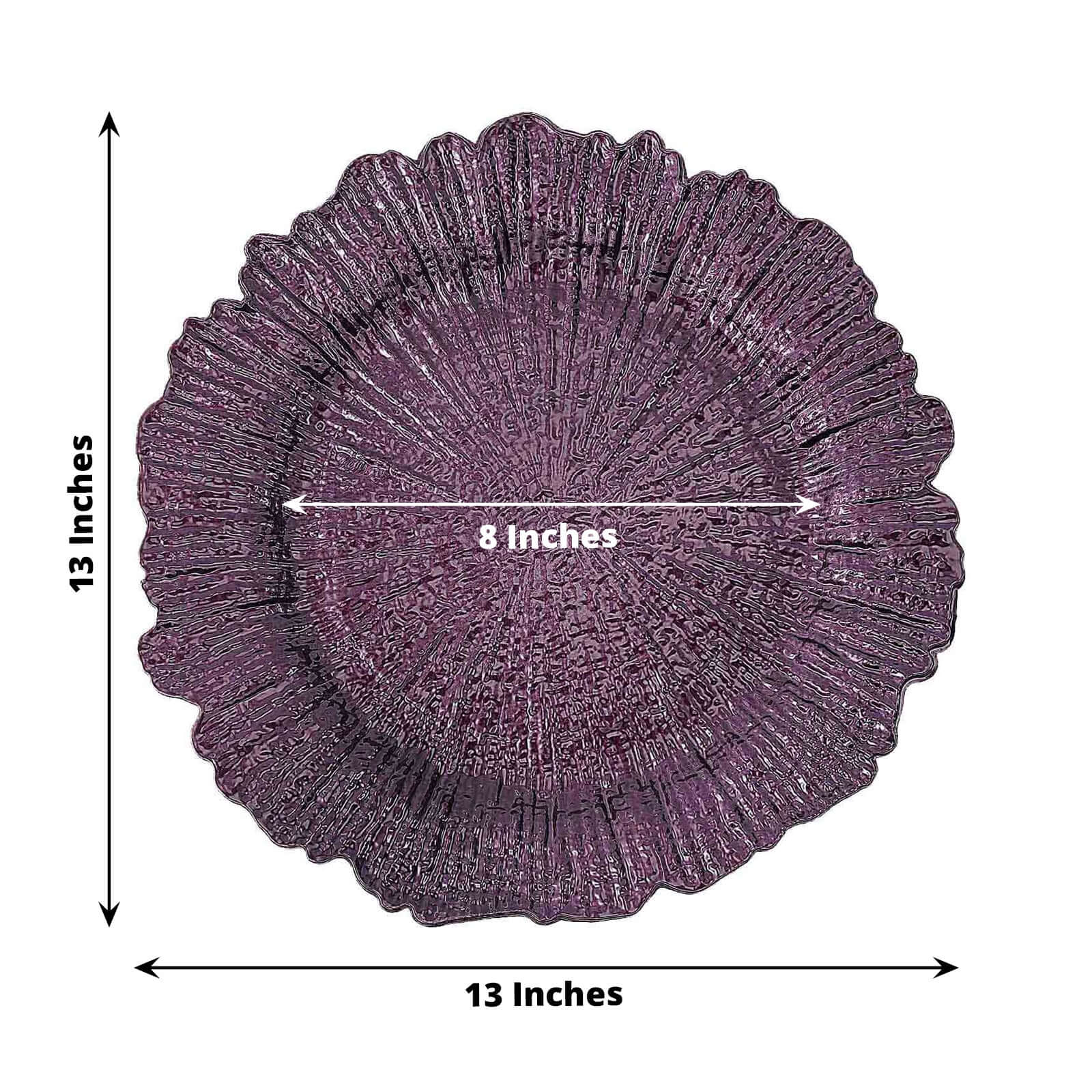 6-Pack Acrylic Plastic Charger Plates 13" Round Purple Reef Design - Decorative Dinner Charger Tableware - Image 3