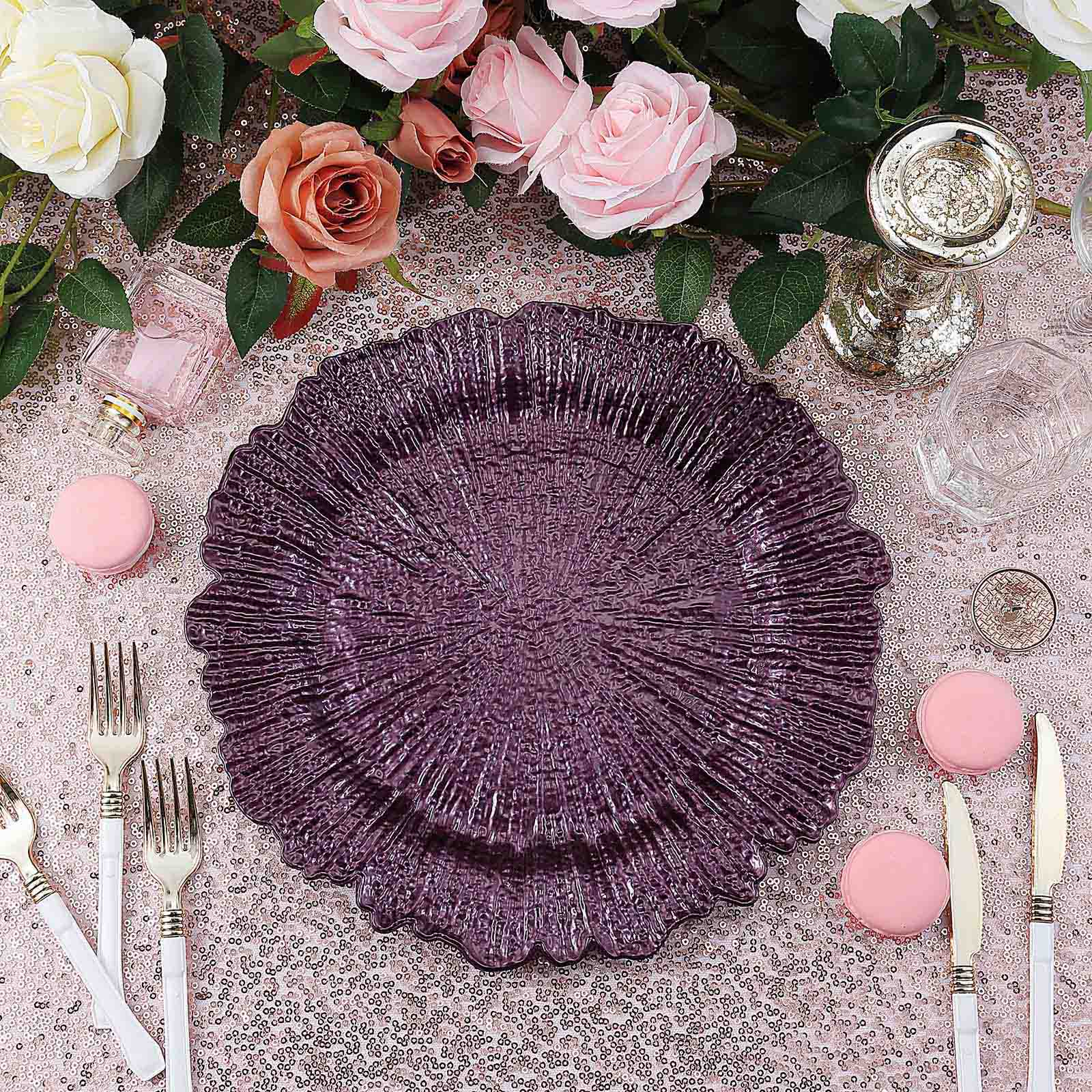 6-Pack Acrylic Plastic Charger Plates 13" Round Purple Reef Design - Decorative Dinner Charger Tableware - Image 7