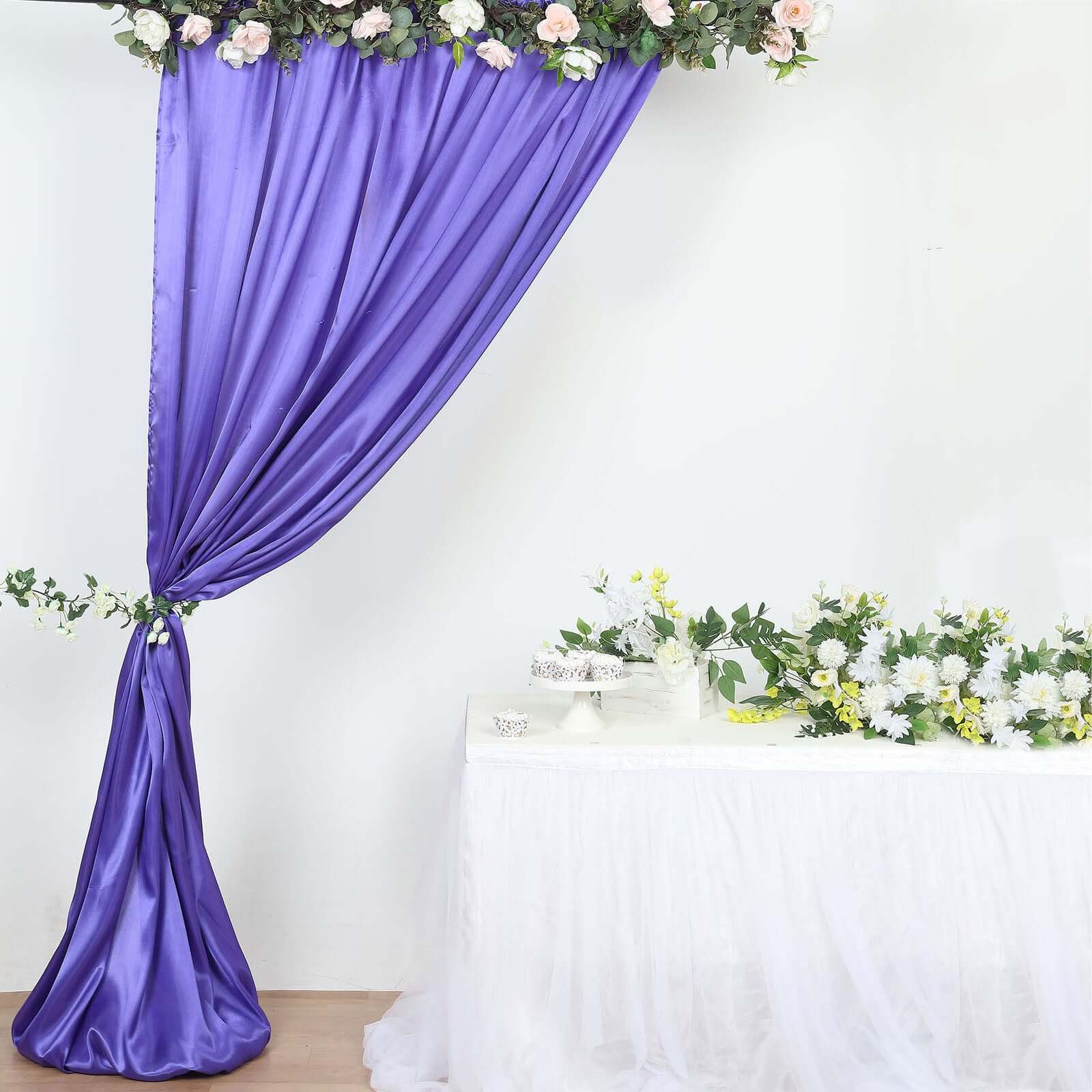 Purple Satin Backdrop Drape Curtain, Photo Booth Event Divider Panel - 8ftx10ft