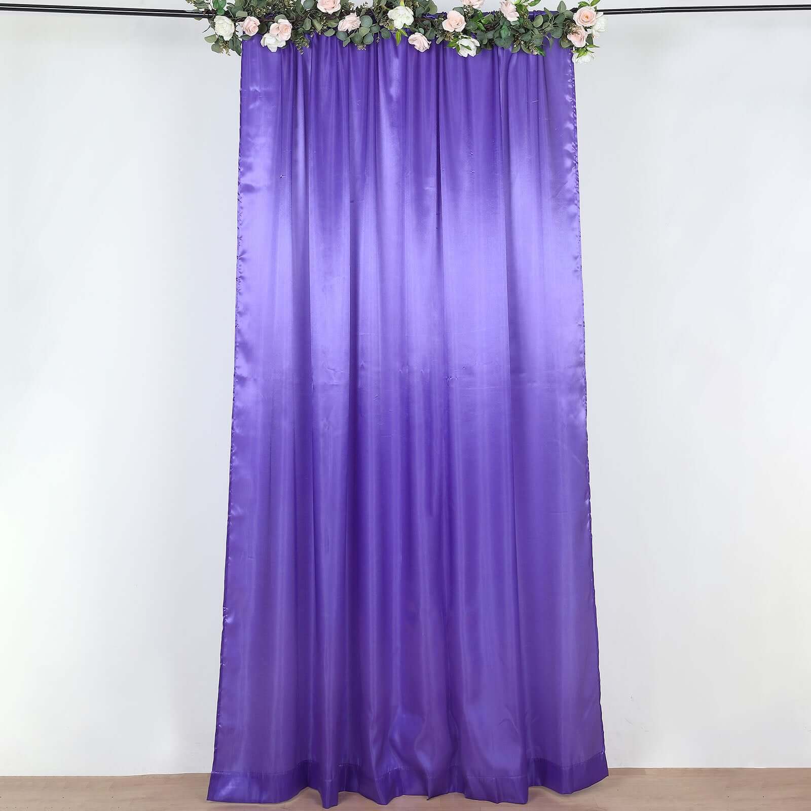 Purple Satin Backdrop Drape Curtain, Photo Booth Event Divider Panel - 8ftx10ft - Image 6