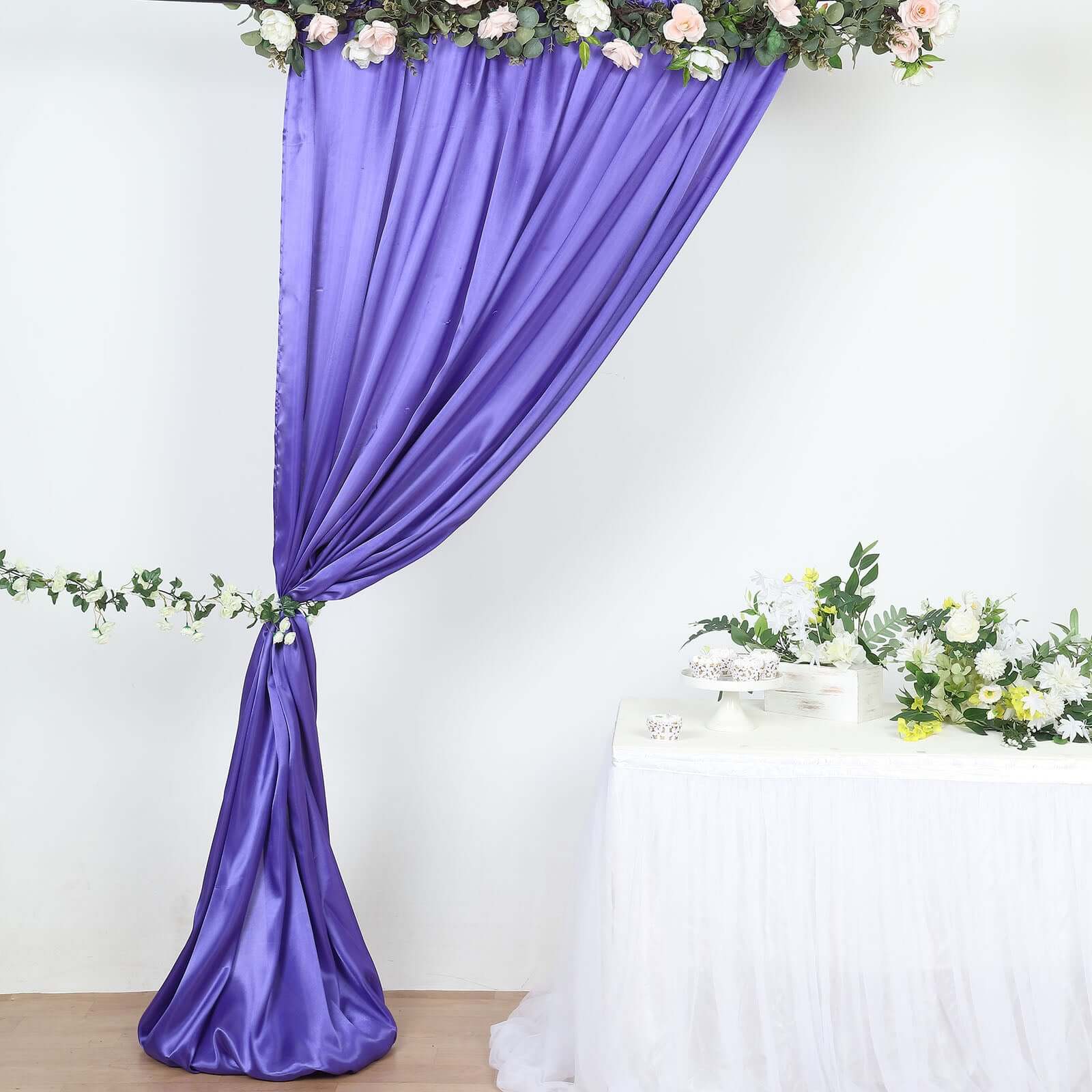 Purple Satin Backdrop Drape Curtain, Photo Booth Event Divider Panel - 8ftx10ft - Image 9