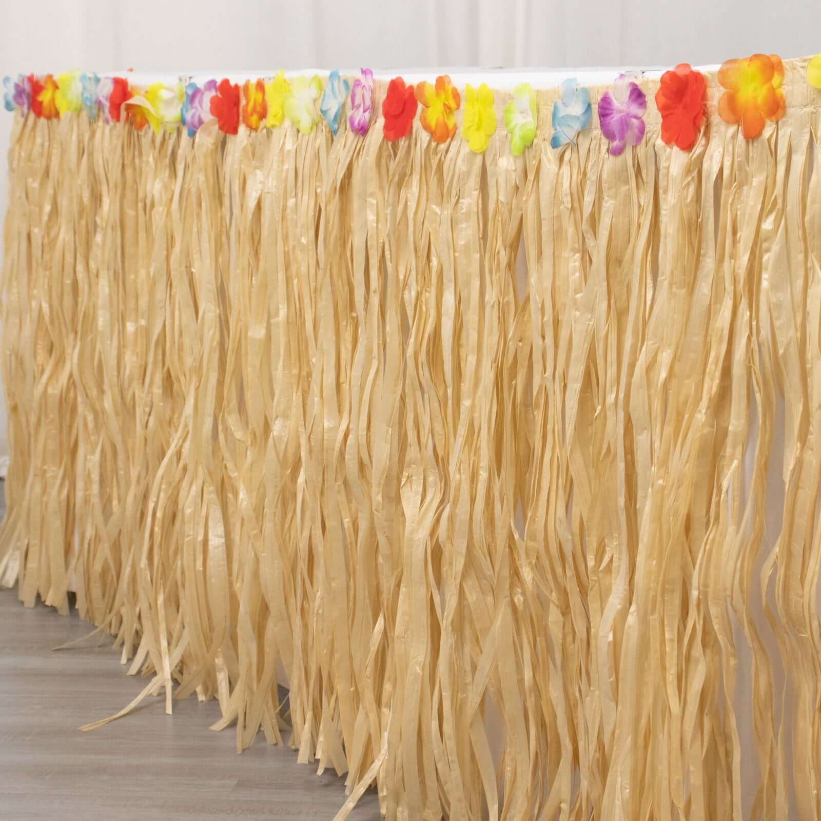 Raffia Grass Table Skirt 9ft Natural - Luau Decorations for Hawaiian Themed Parties - Image 11