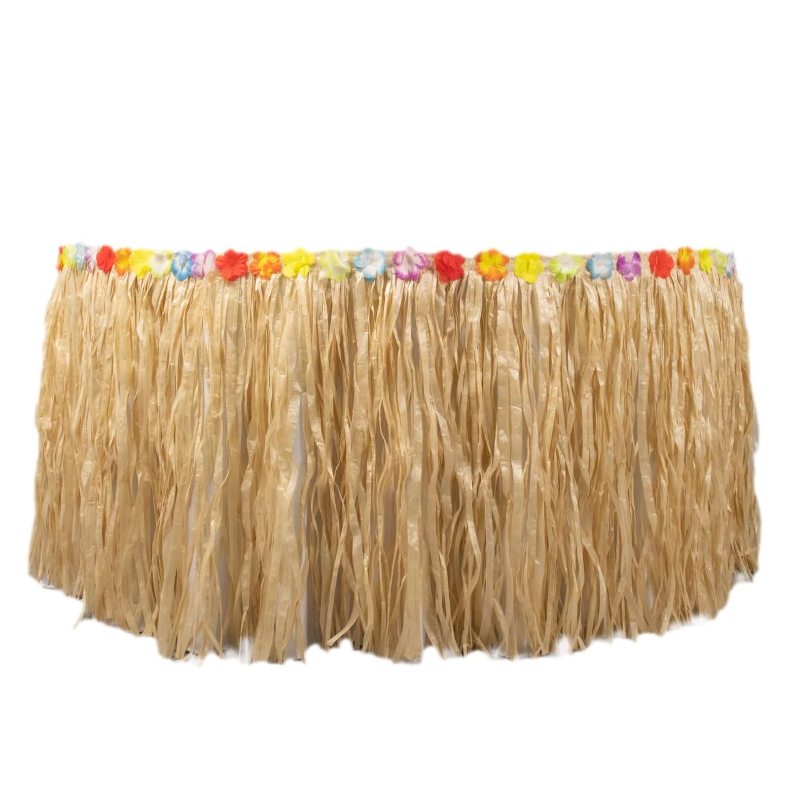 Raffia Grass Table Skirt 9ft Natural - Luau Decorations for Hawaiian Themed Parties - Image 15