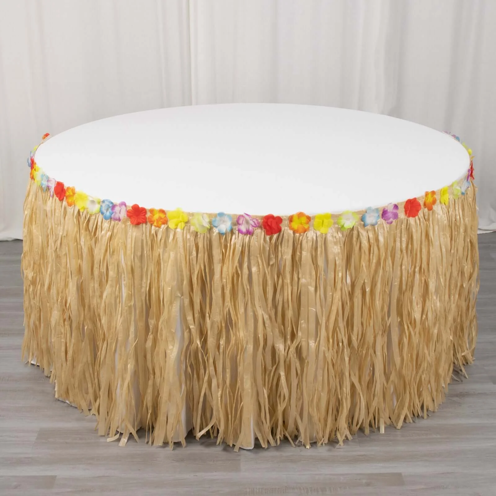 Raffia Grass Table Skirt 9ft Natural - Luau Decorations for Hawaiian Themed Parties - Image 7