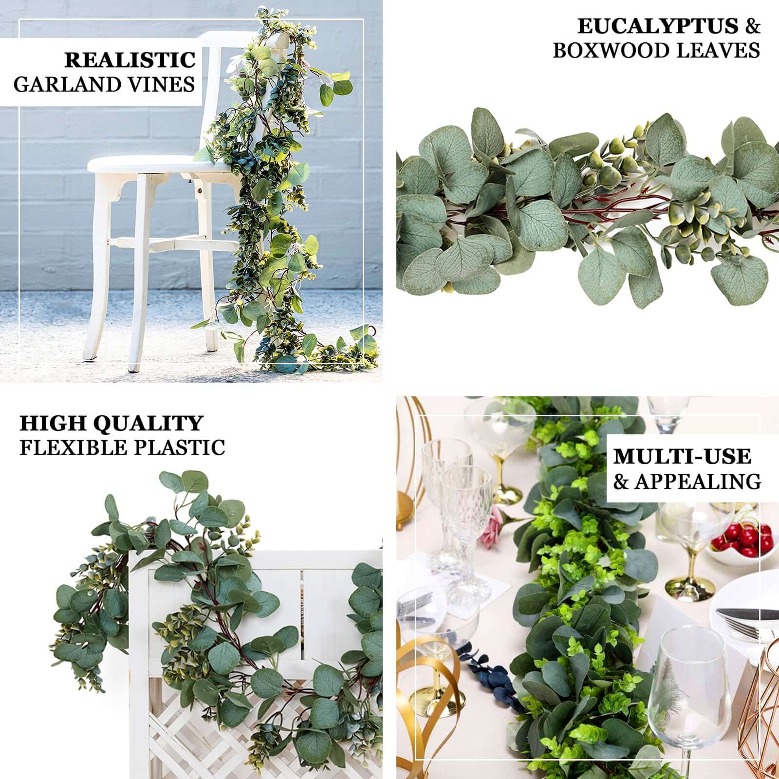 Real Touch Green Artificial Eucalyptus Boxwood Leaf Garland Vine - 7ft - Image 4