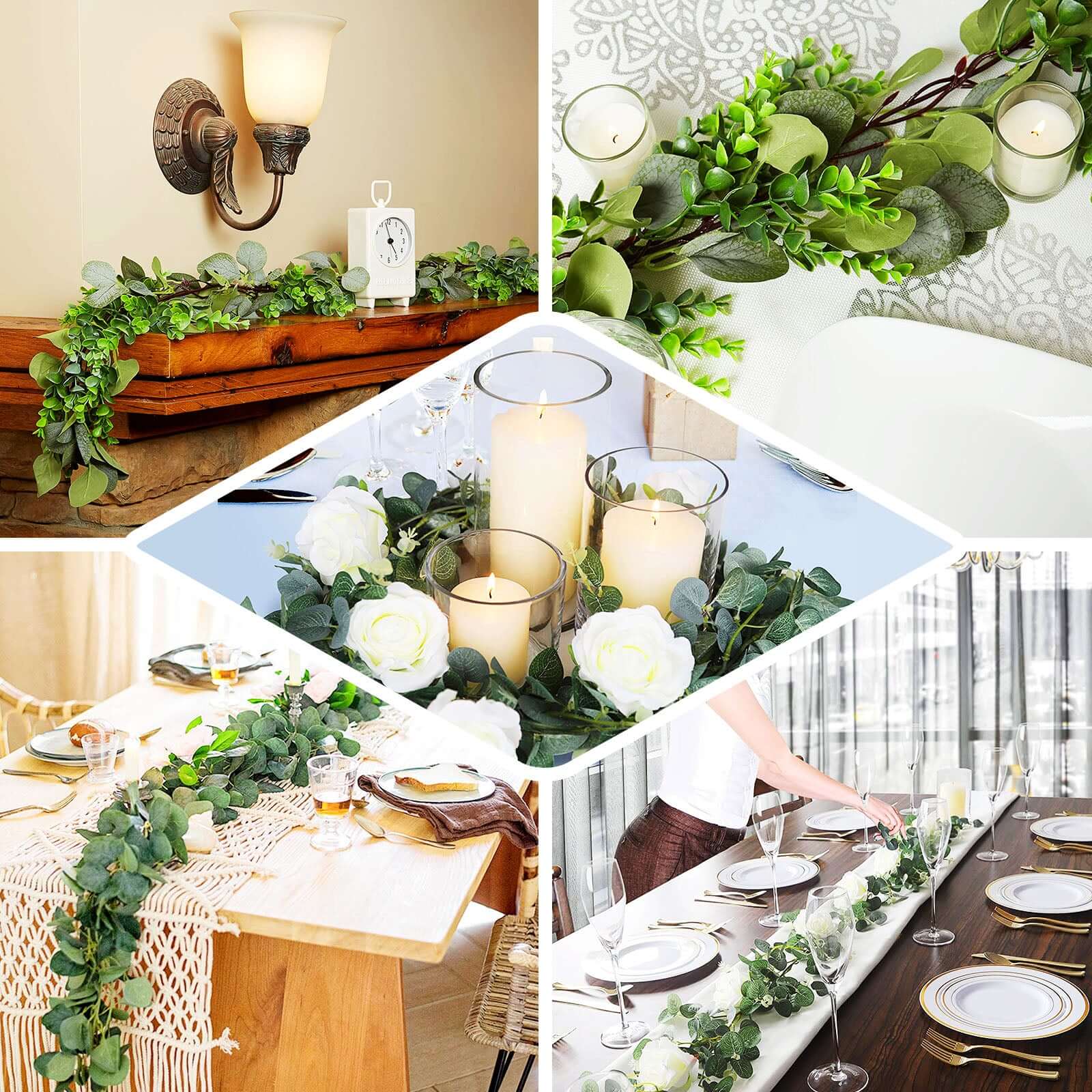 Real Touch Green Artificial Eucalyptus Boxwood Leaf Garland Vine - 7ft - Image 5