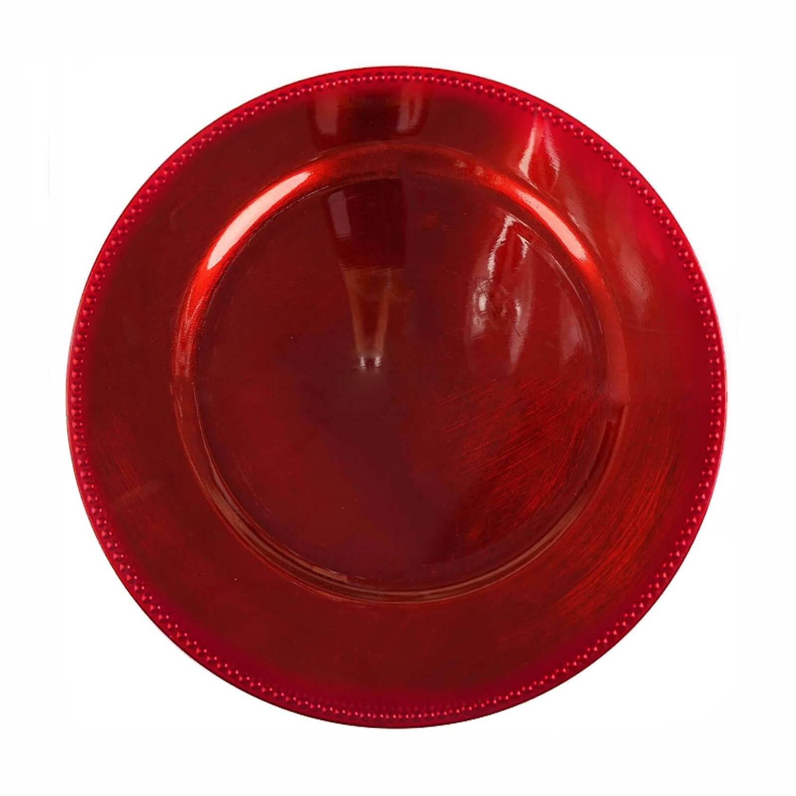 6-Pack Acrylic Charger Plates 13" Round Red Beaded Rim - Dinner Charger Tabletop Decor - Image 6
