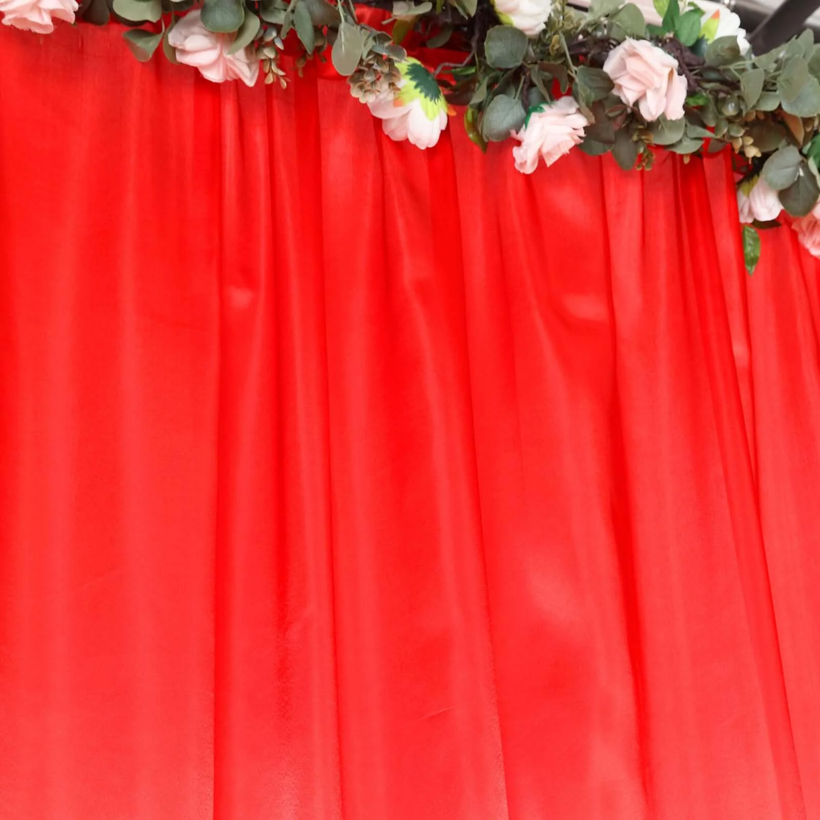 Red Satin Backdrop Drape Curtain, Photo Booth Event Divider Panel - 8ftx10ft - Image 2