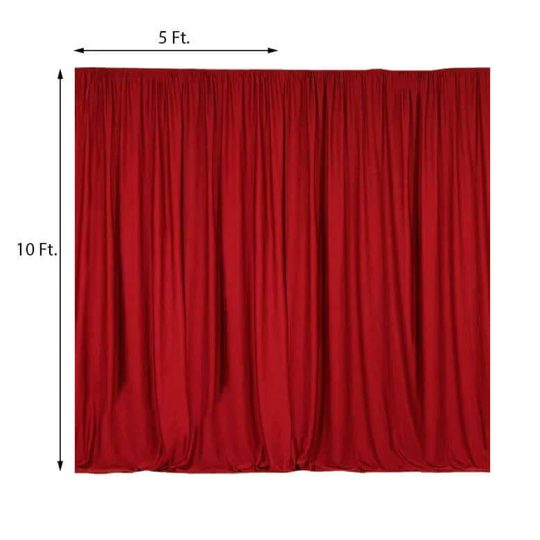 2 Pack 5ftx10ft Red Scuba Polyester Backdrop Drape Curtains, Durable Flame Resistant Event Divider Panels Wrinkle Free With Rod Pockets - Image 3
