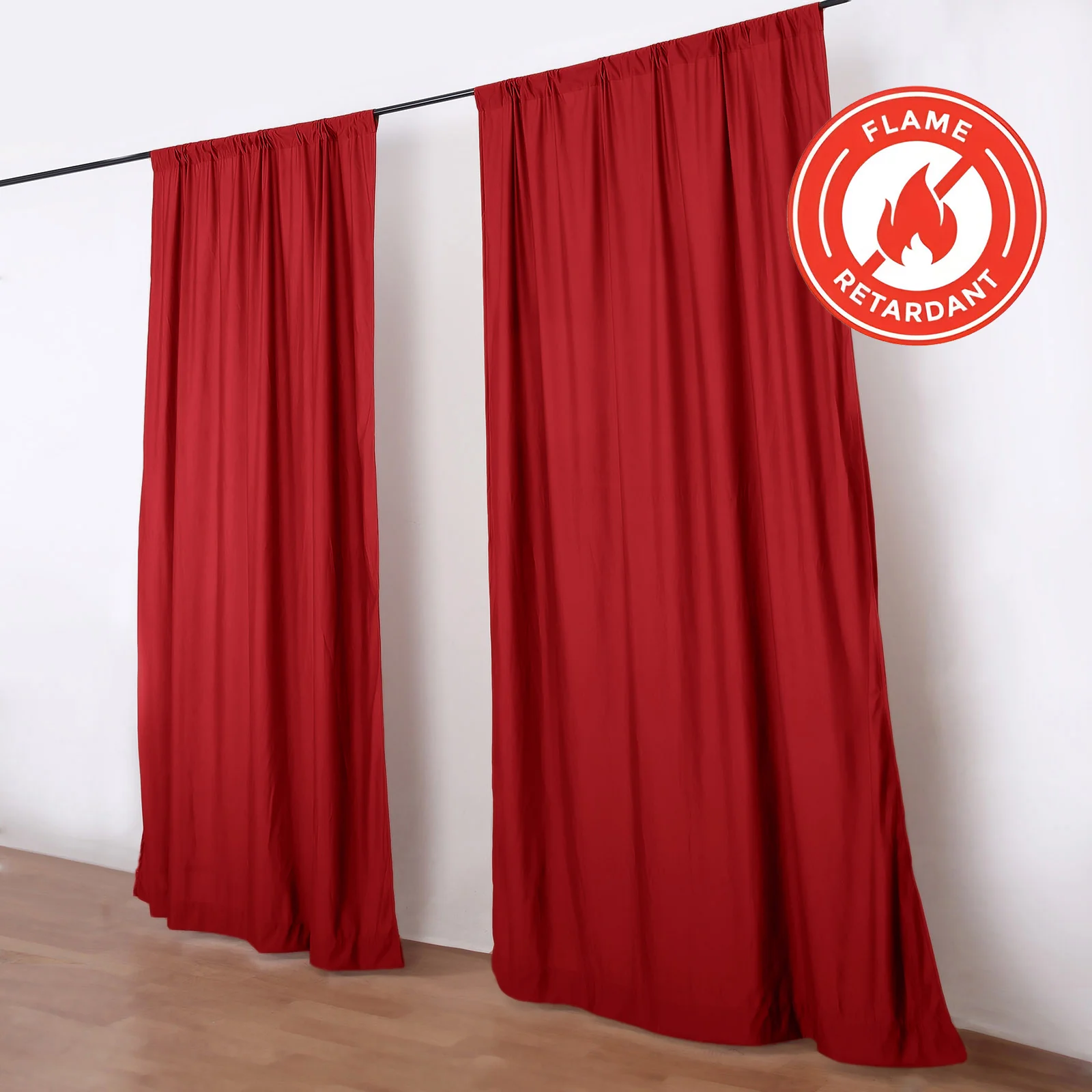 2 Pack 5ftx10ft Red Scuba Polyester Backdrop Drape Curtains, Durable Flame Resistant Event Divider Panels Wrinkle Free With Rod Pockets - Image 7