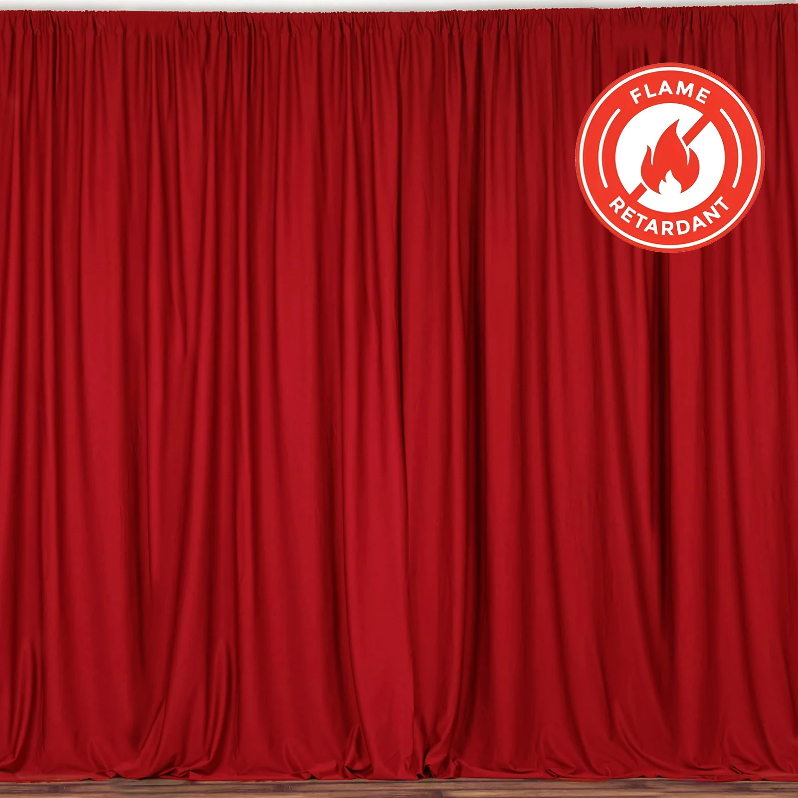 2 Pack 5ftx10ft Red Scuba Polyester Backdrop Drape Curtains, Durable Flame Resistant Event Divider Panels Wrinkle Free With Rod Pockets - Image 8