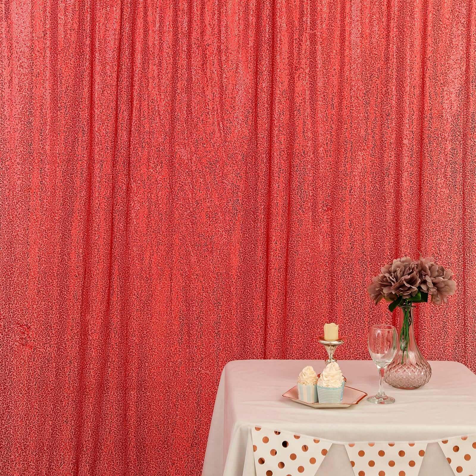 Red Sequin Backdrop Drape Curtain, Photo Booth Event Divider Panel - 8ftx8ft - Image 10