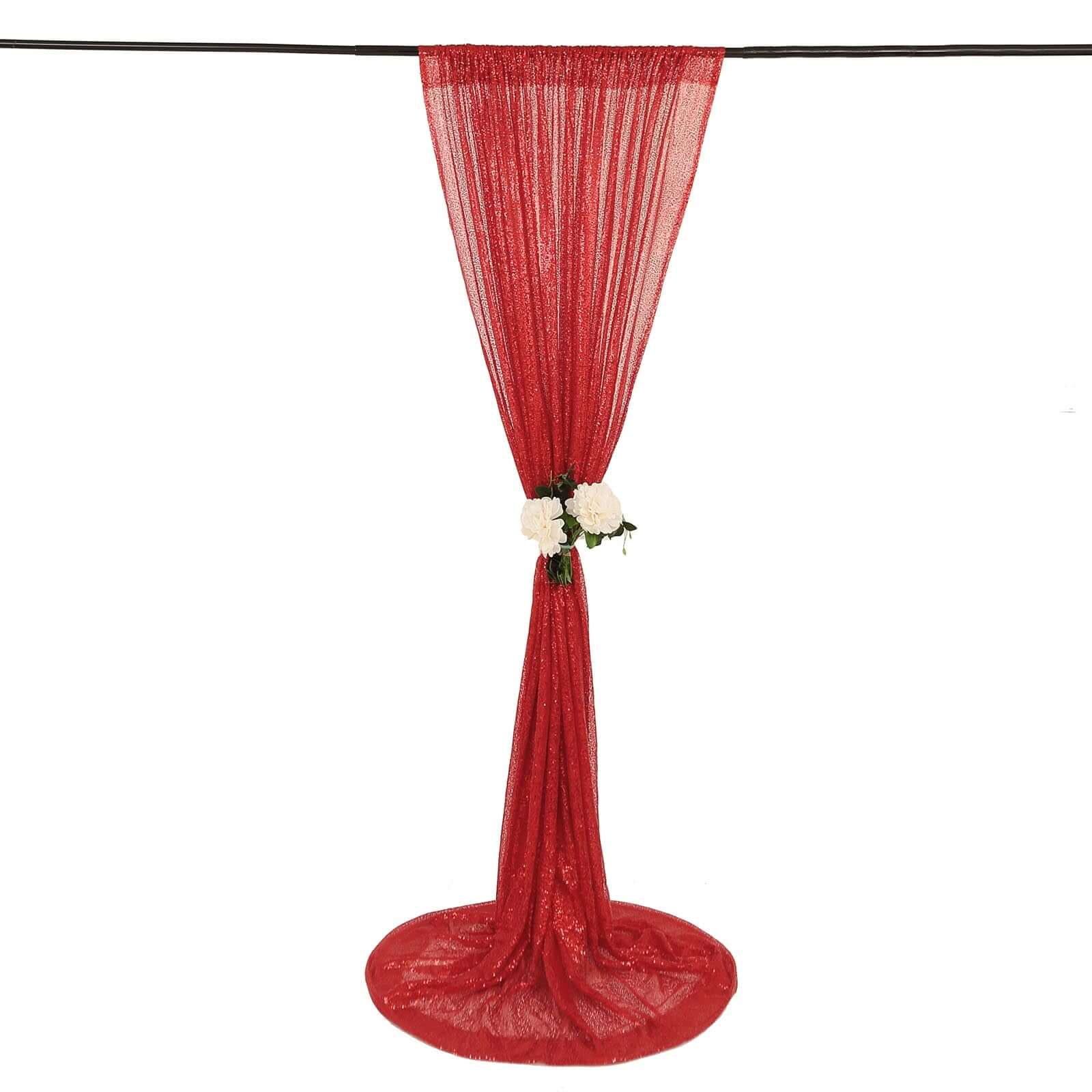 Red Sequin Backdrop Drape Curtain, Photo Booth Event Divider Panel - 8ftx8ft - Image 12