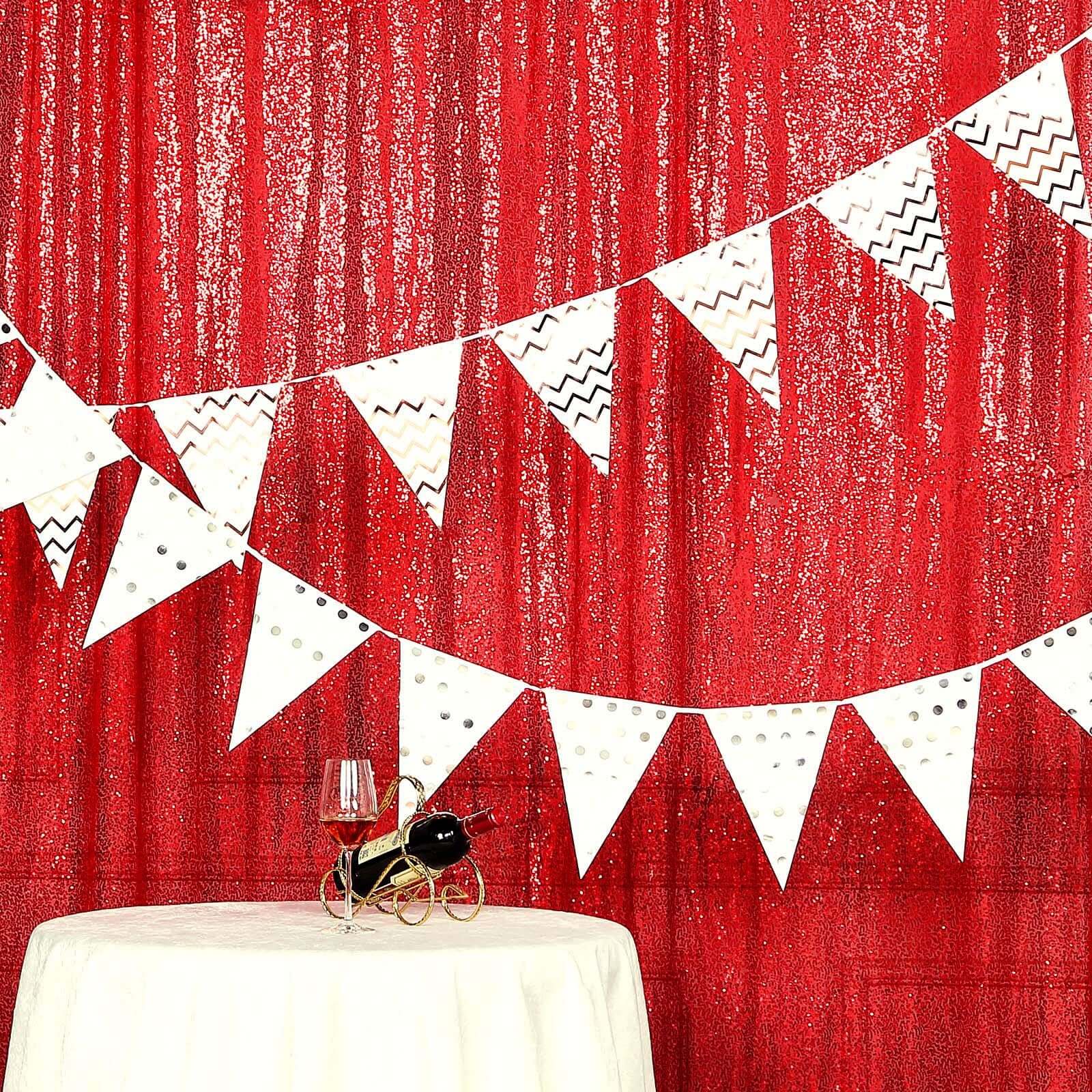 Red Sequin Backdrop Drape Curtain, Photo Booth Event Divider Panel - 8ftx8ft - Image 8