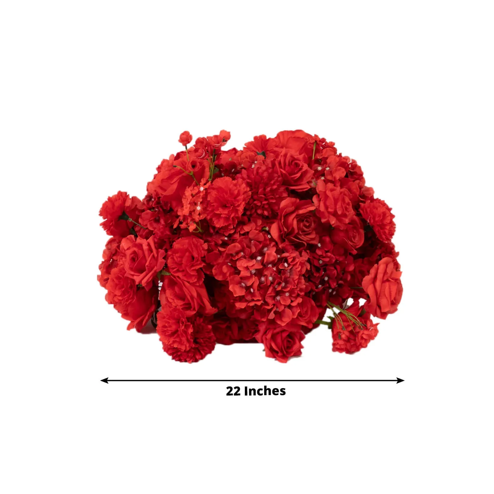 Pre-Arranged Silk Floral Centerpiece in Red, 22" Artificial Rose, Hydrangea & Chrysanthemum Flower Ball Bouquet for Event, Wedding - Image 3