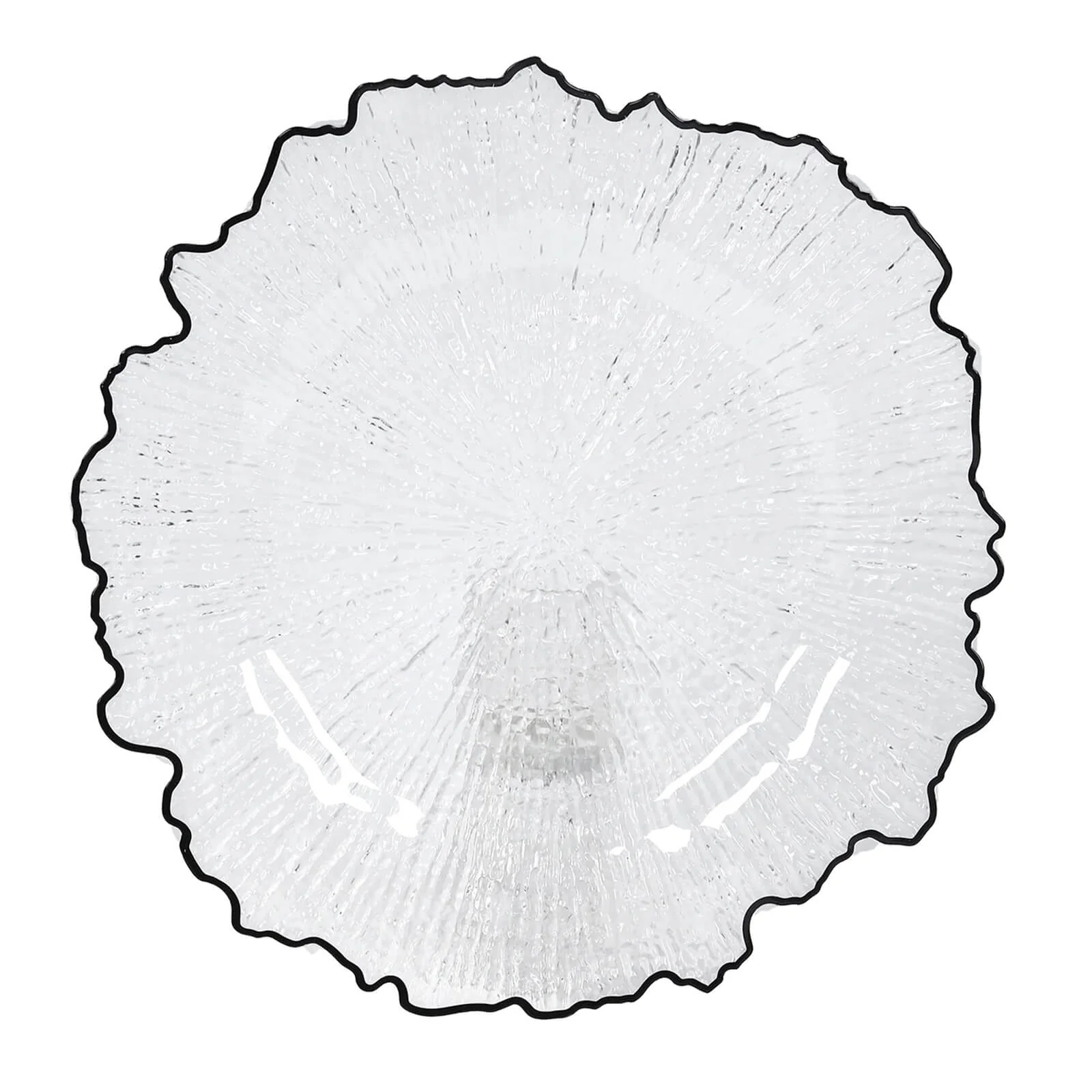 6-Pack Plastic Charger Plates 13", Round Clear Reef Design with Black Rim - Decorative Dinner Party Serving Plates - Image 2