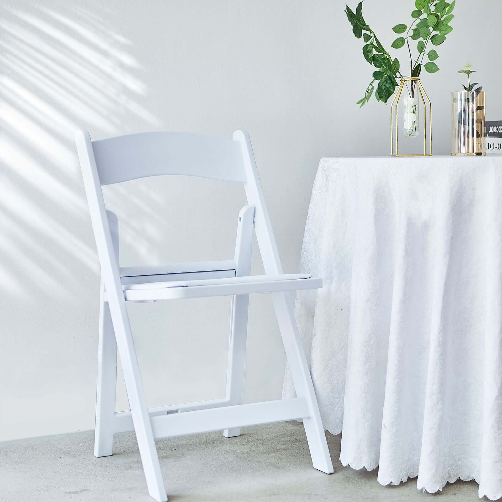 Resin Folding Chair White with Vinyl Padded Seat - Durable Design for Weddings & Indoor/Outdoor Events - Image 2
