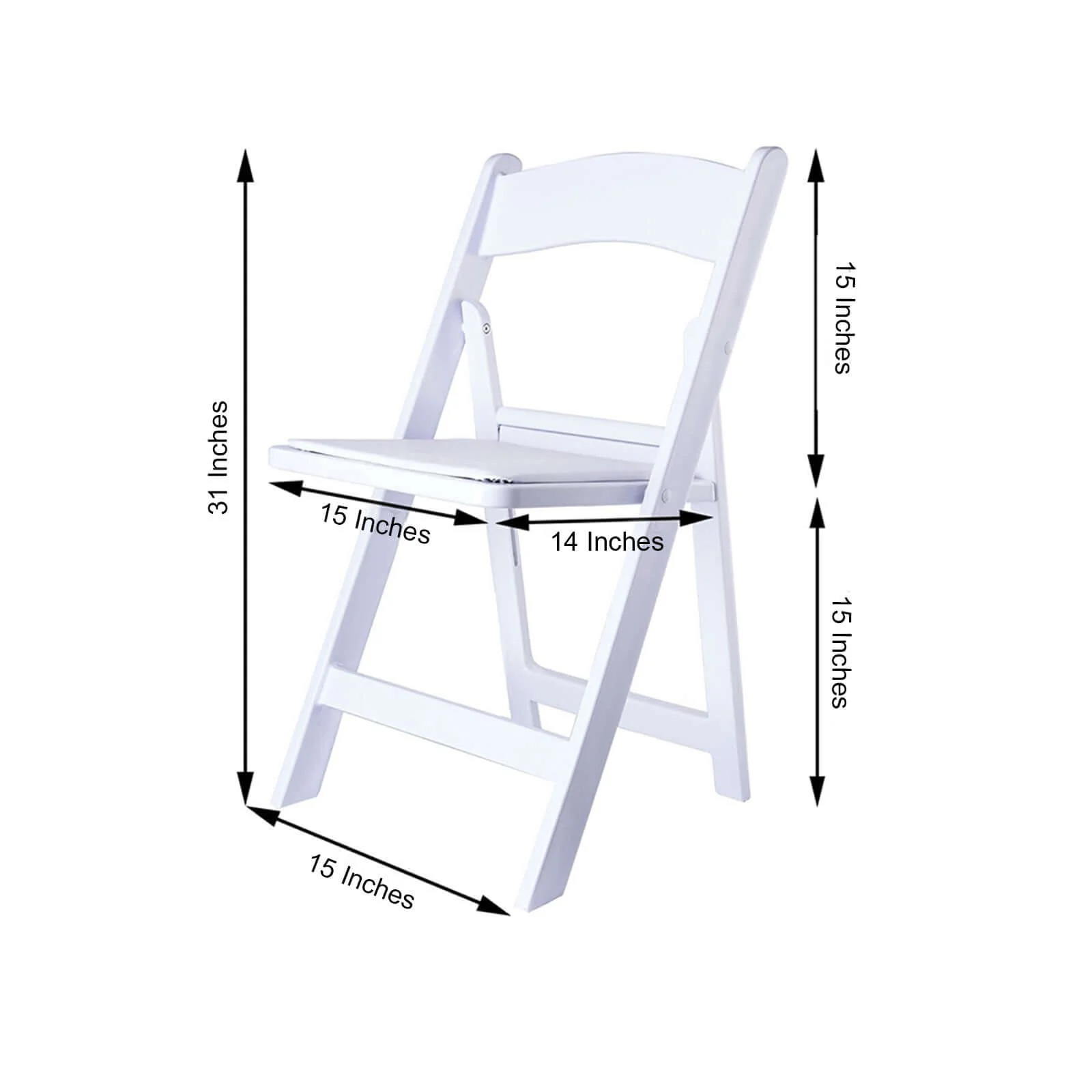 Resin Folding Chair White with Vinyl Padded Seat - Durable Design for Weddings & Indoor/Outdoor Events - Image 3