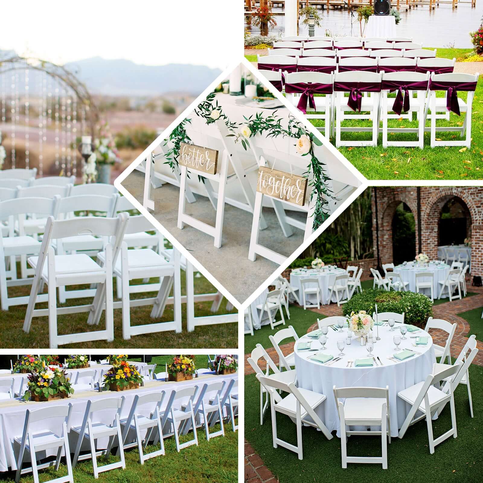 Resin Folding Chair White with Vinyl Padded Seat - Durable Design for Weddings & Indoor/Outdoor Events - Image 5