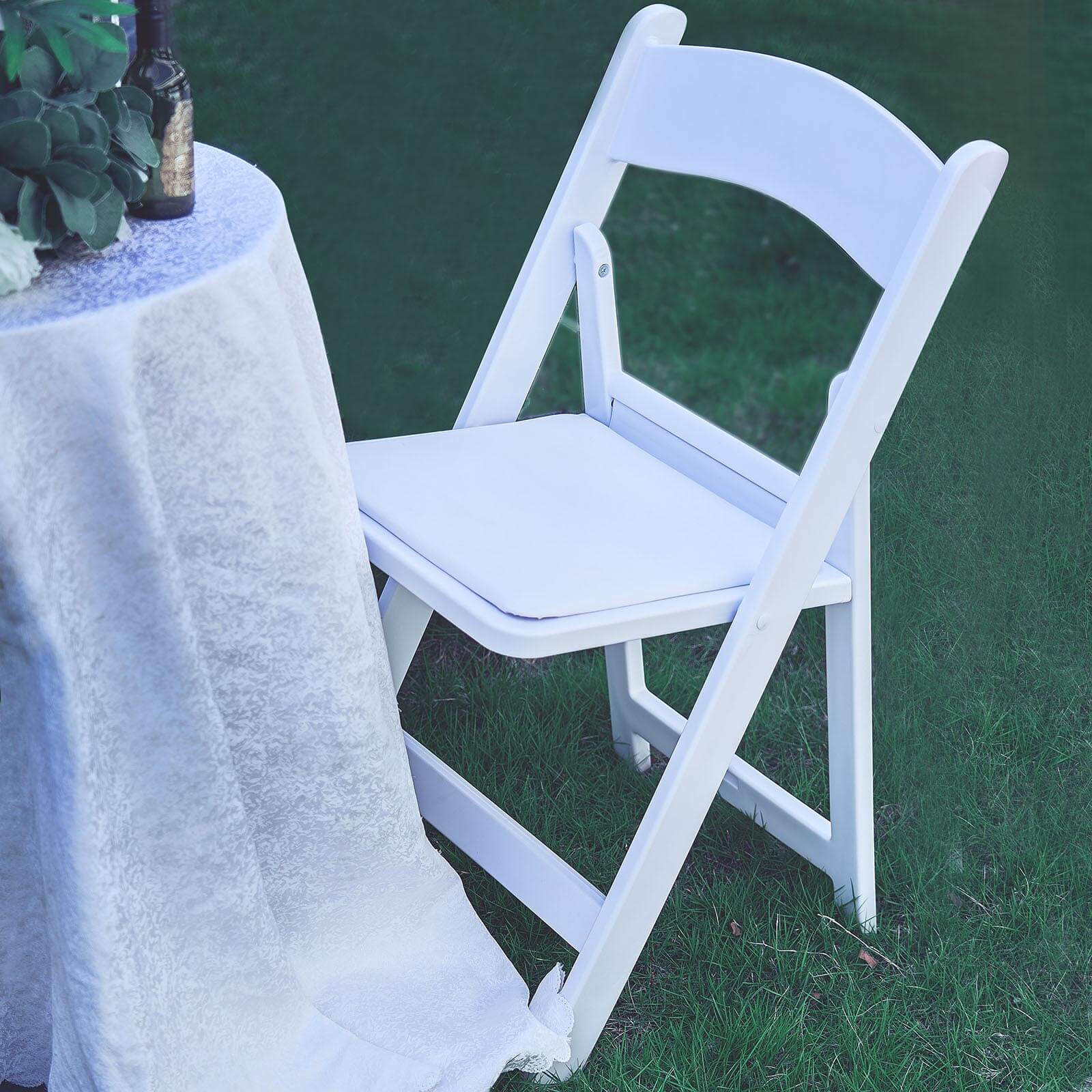 Resin Folding Chair White with Vinyl Padded Seat - Durable Design for Weddings & Indoor/Outdoor Events - Image 7