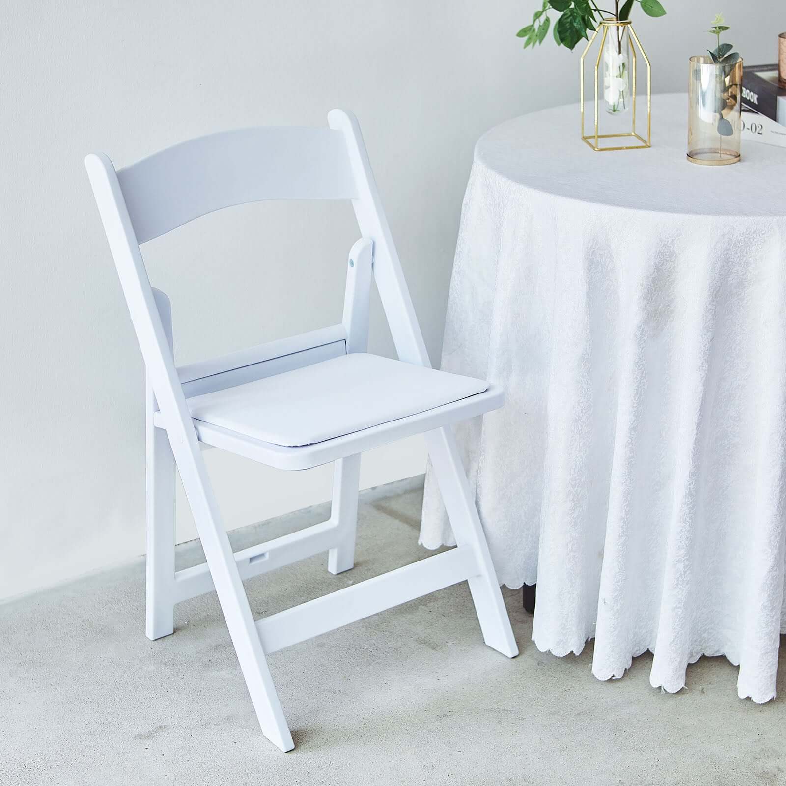 Resin Folding Chair White with Vinyl Padded Seat - Durable Design for Weddings & Indoor/Outdoor Events - Image 8