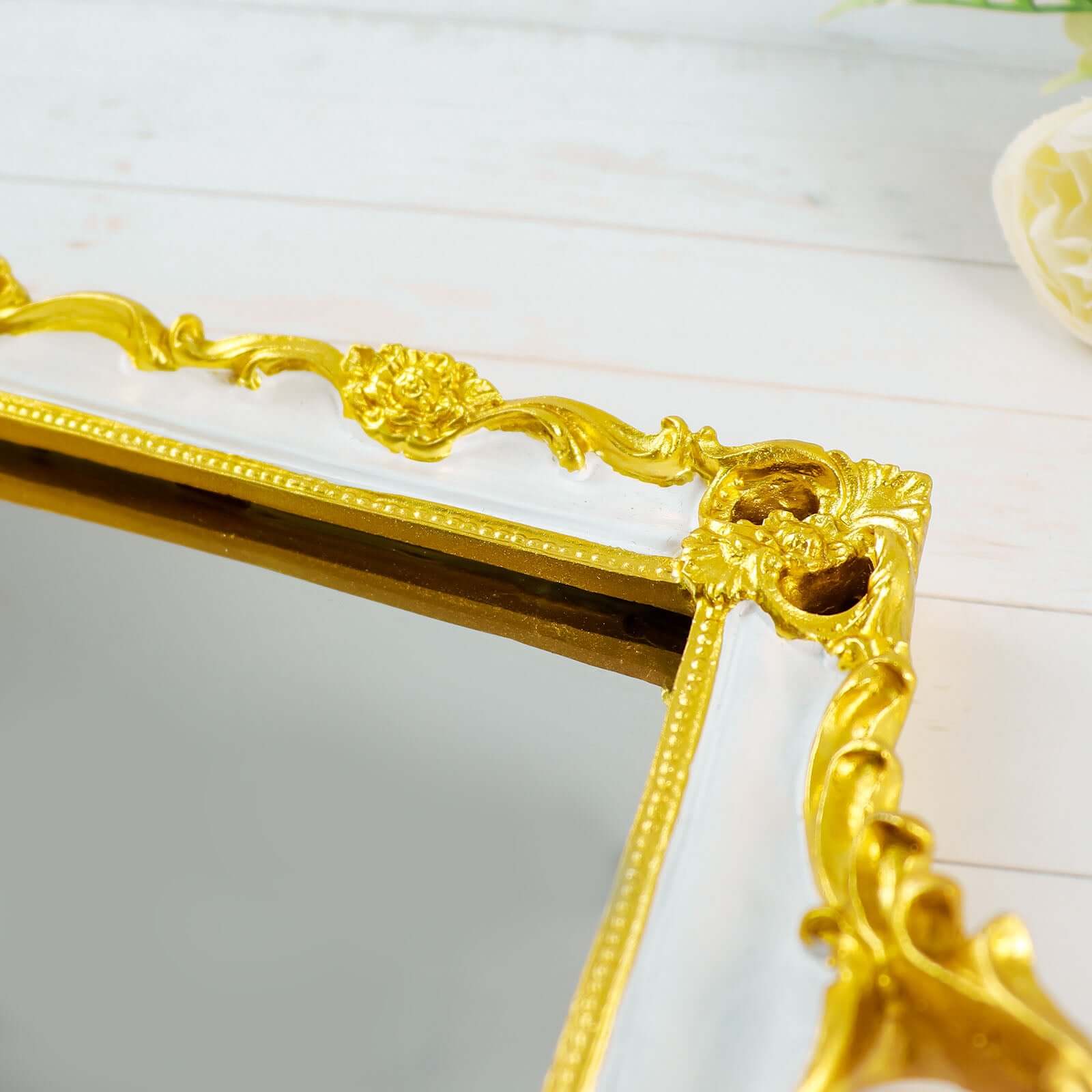 Resin Mirrored Serving Tray 15"x10" Rectangle White with Gold Baroque Design - Stylish Decorative Vanity Tray Centerpiece - Image 14
