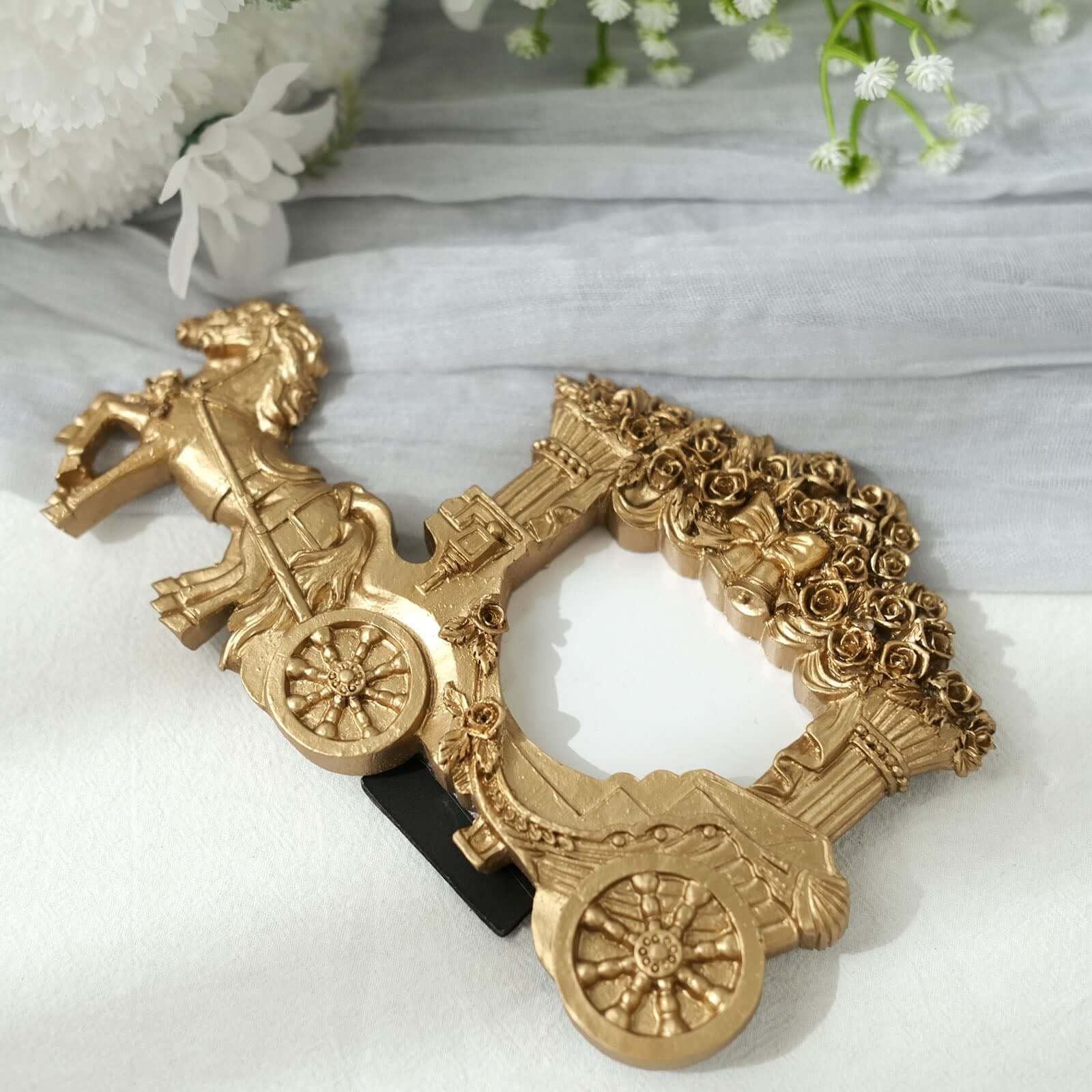 Resin Picture Frame 7" Horse Carriage Design Gold - European Style Wedding Party Favor & Place Card Holder - Image 2